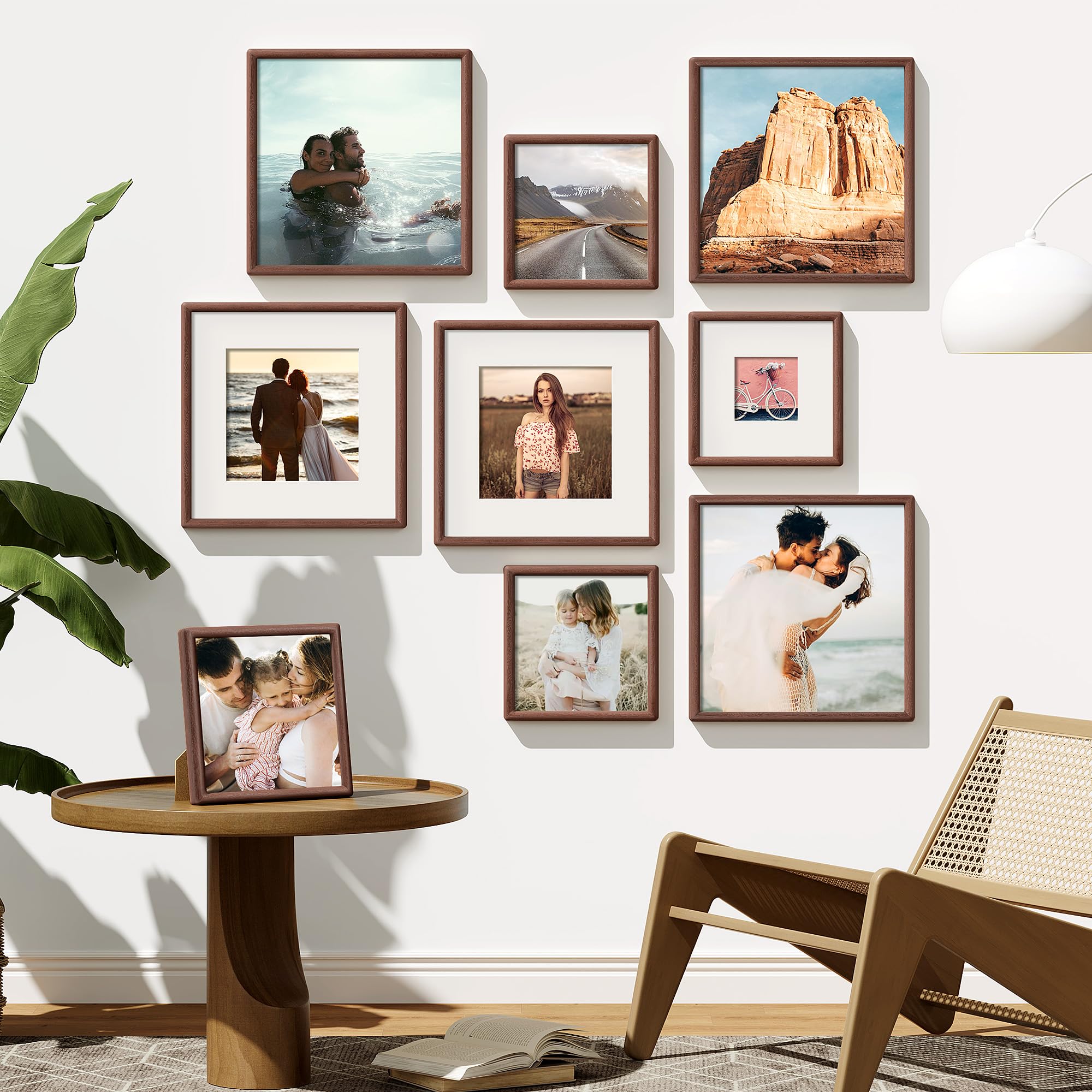 Feihorrm Fotolijsten, massief houten fotolijsten met gehard glas, voor 13x18 cm foto's zonder passe-partout of 9x14cm foto's met passe-partout ( donkerbruin