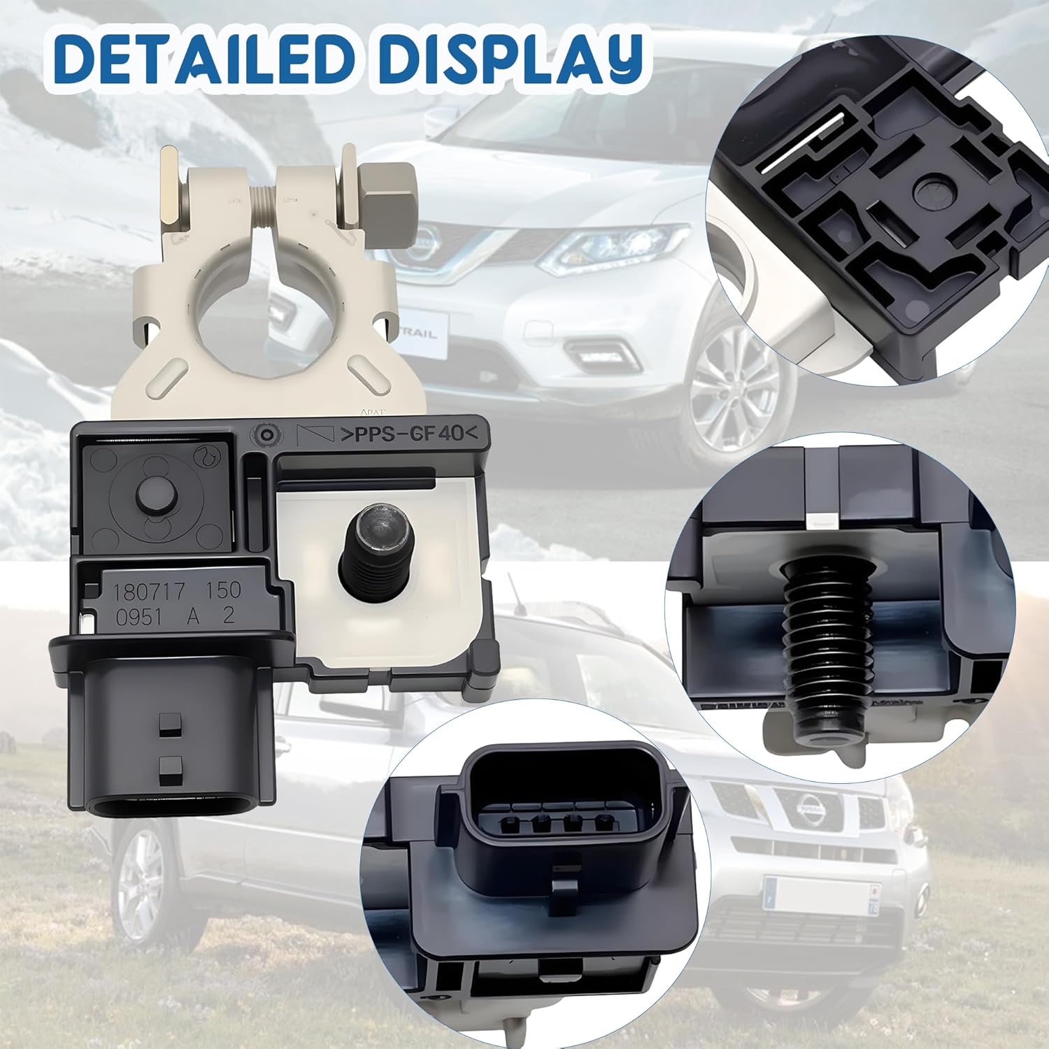 1Pcs Main Current Battery Sensor Assembly Compatible with Nissan X-Trail Rogue Sport Qashqai,Replace 294G0-C990C 294G0C990C