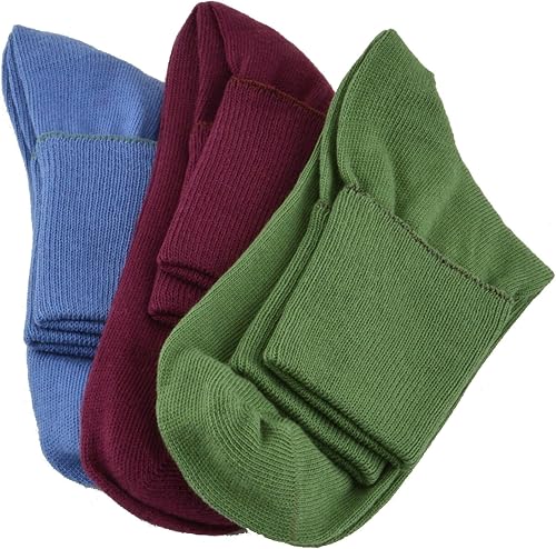 Calcetines de tobillo para mujer, sin costuras, para diabéticos, de algodón peinado acanalado, puños giratorios, ligeros, para diabéticos