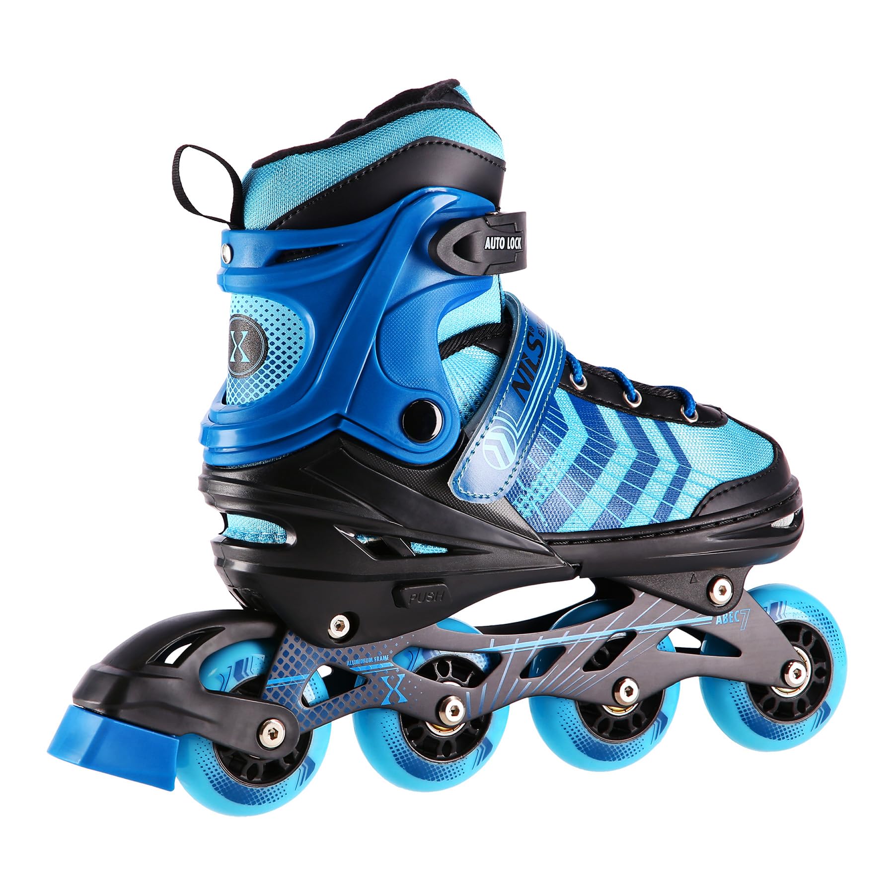 Nils Extreme Devin 4in1 Eishockeyschlitter, Farbe:Schwarz/Blau, Größe:L (39-43)