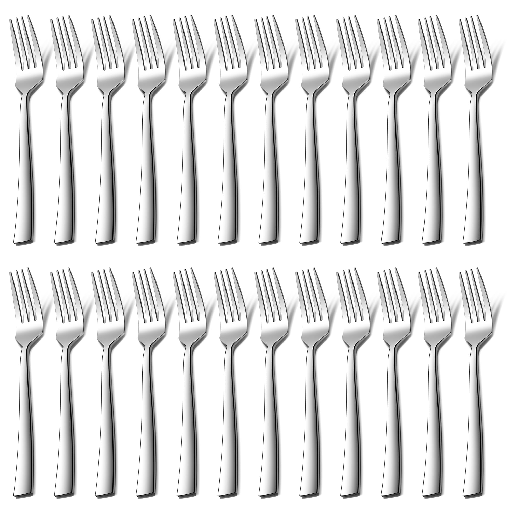 Onader Tafelgabeln 24 Stück, 19,7cm Edelstahl Gabel Kuchengabeln Set, Hochglanzpoliert Essgabeln mit Quadratischer Griff, Gabeln für Zuhause, Hotel, Restaurant, Gesunde & Spülmaschinenfest