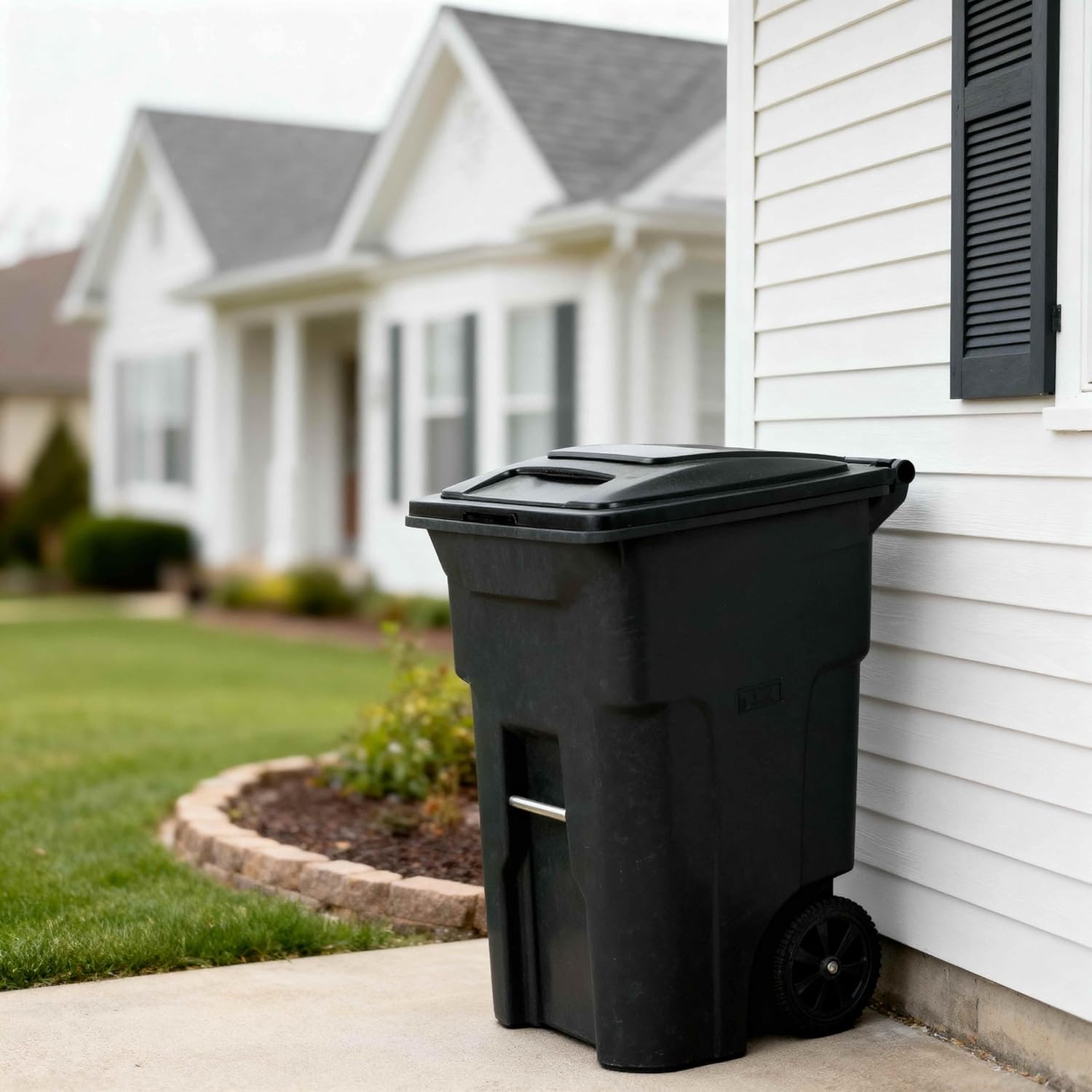 48 Gallon Garbage Cans Trash Cans With 2 Rugged Wheels Ergonomic Handle And Lid Heavy Duty Construction Built For Toughness And Maximum Impact Resistance Perfect For Both Indoor Or Outdoor Use