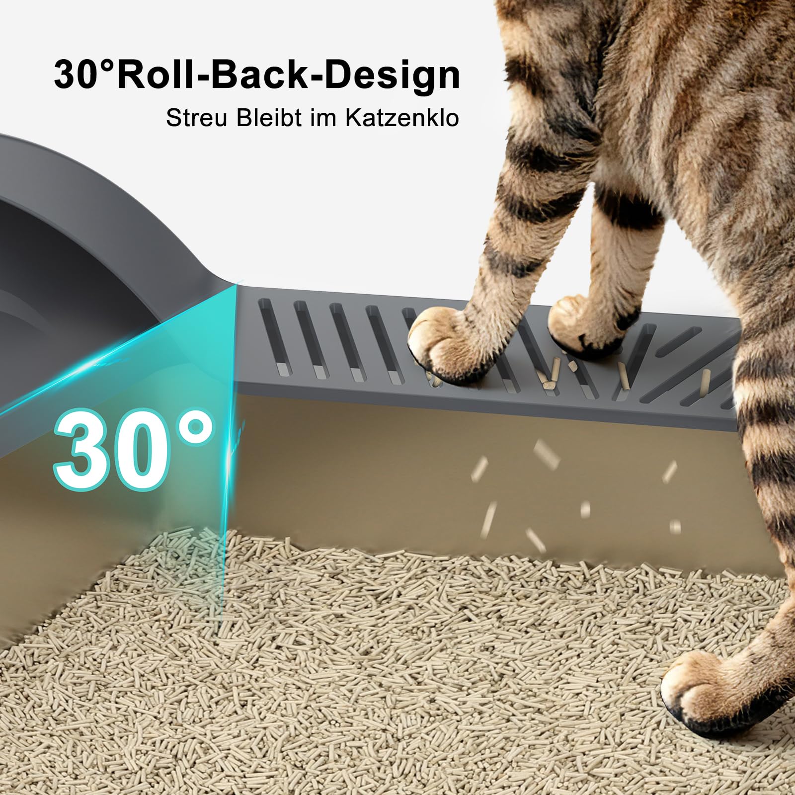 FURTIME Katzenklo Edelstahl XXXL, Katzentoilette Edelstahl 71x51x31 cm, Extra Großes Katzenklo mit Abnehmbarem Hohem Rand, Leicht zu Reinigen, Geeignet für Mehrkatzenhaushalte & Große Katzenrassen