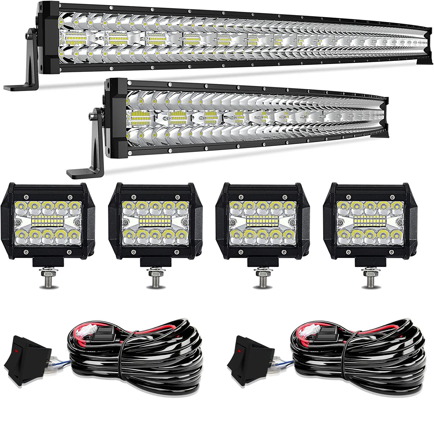 20 Inch 1200W LED Light Bar Combo Beam + 4 Pods - Spot & Flood For Offroad Trucks, SUVs, UTVs, Boats