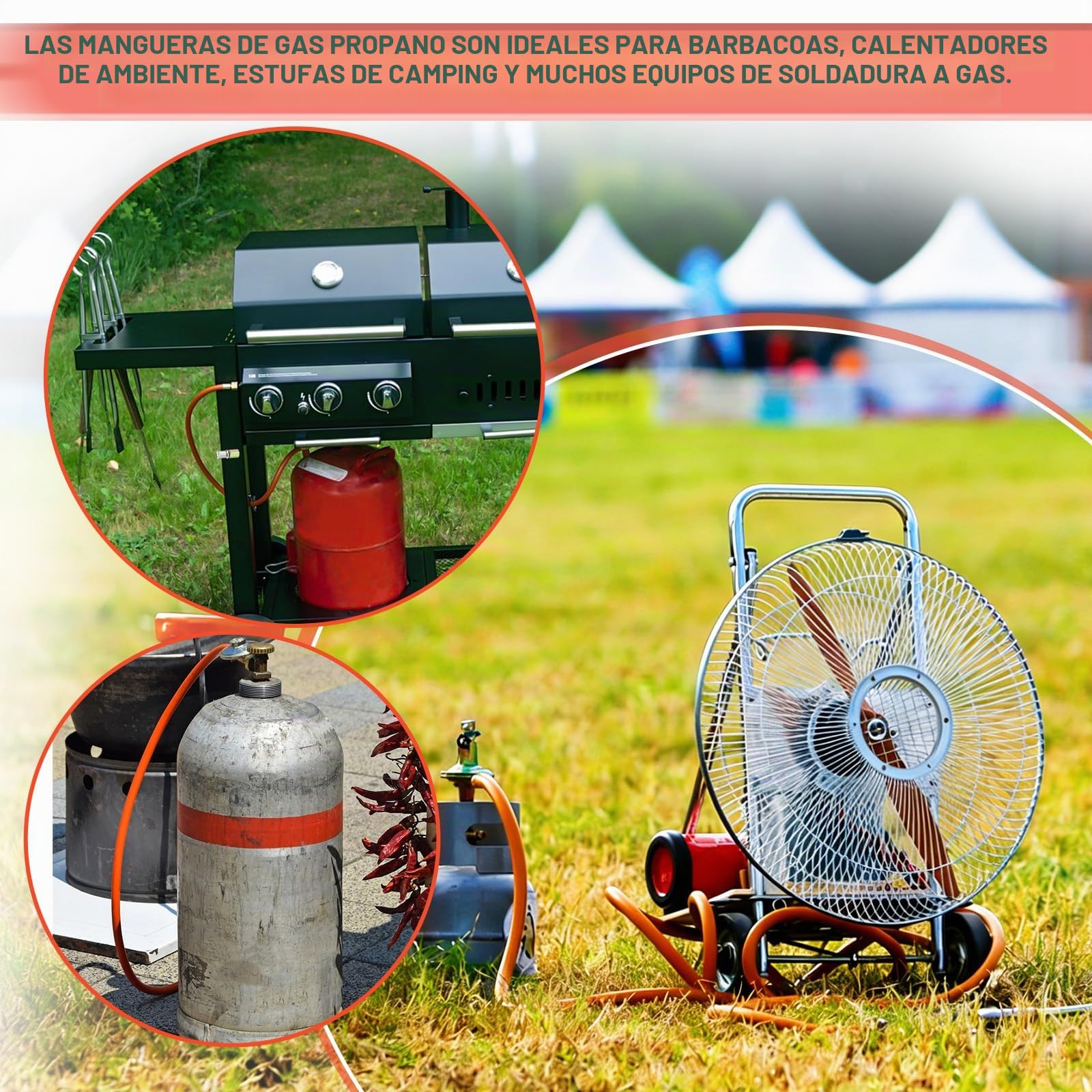 Raxfekro Manguera de gas de 5 m para propano y butano, rosca izquierda G1/4'' x G1/4'', resistente al invierno hasta -30°C