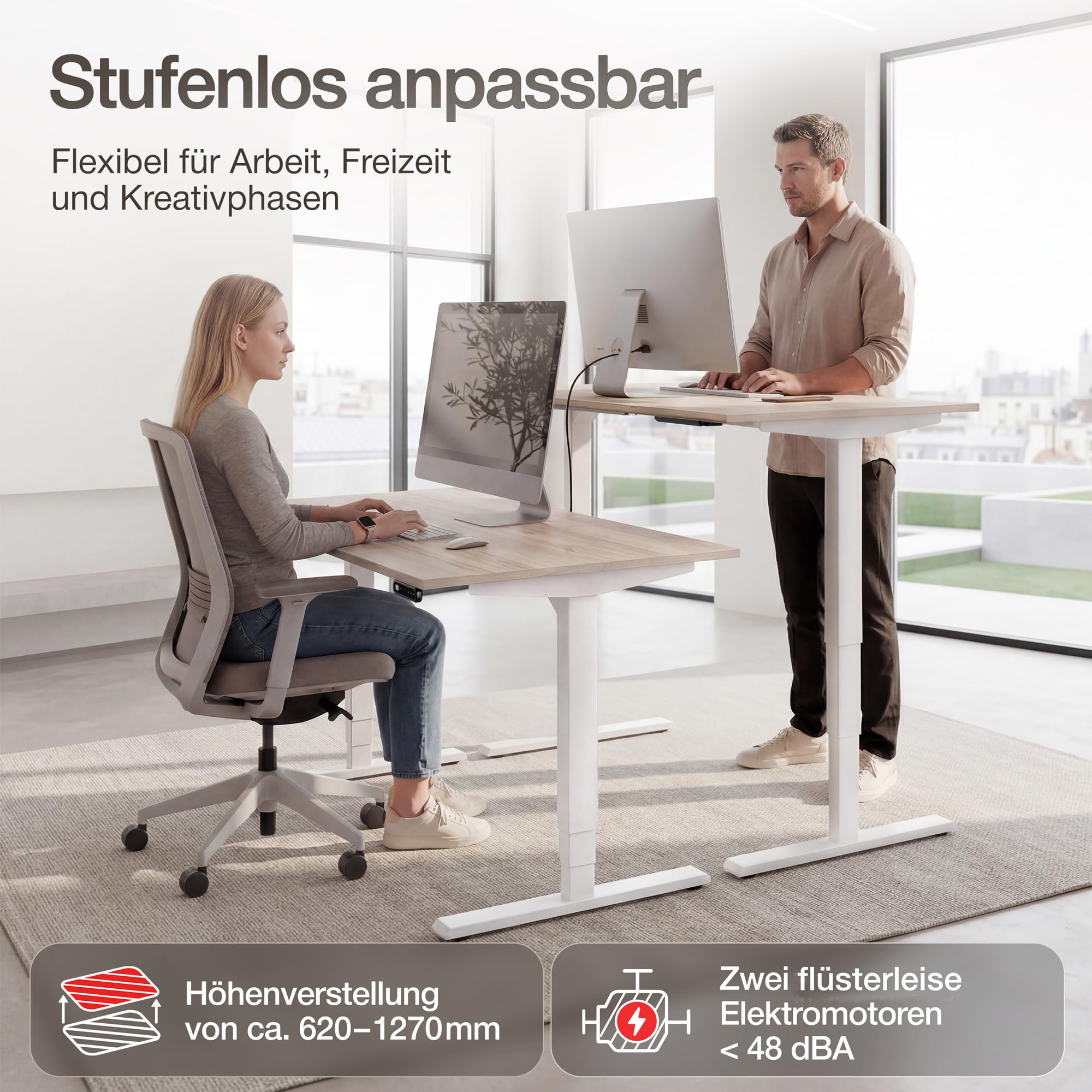 ASSMANN Höhenverstellbarer Schreibtisch elektrisch, 160x80cm, TÜV-geprüft