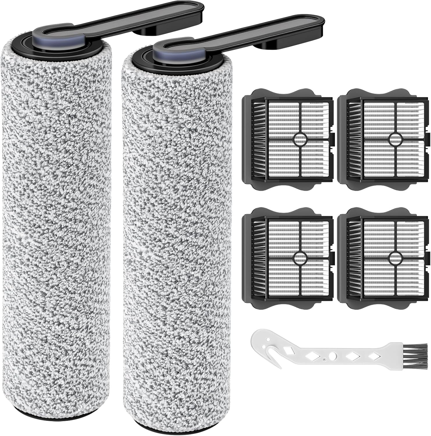 2+4 Pack S5/ S5 Pro Brush Roller and HEPA Filter Set Compatible with Tineco Floor ONE S5/ Floor One S5 Pro Cordless Wet Dry Vacuum Cleaner, 2 Pack Brush Rollers + 4 Pack Vacuum HEPA Filters