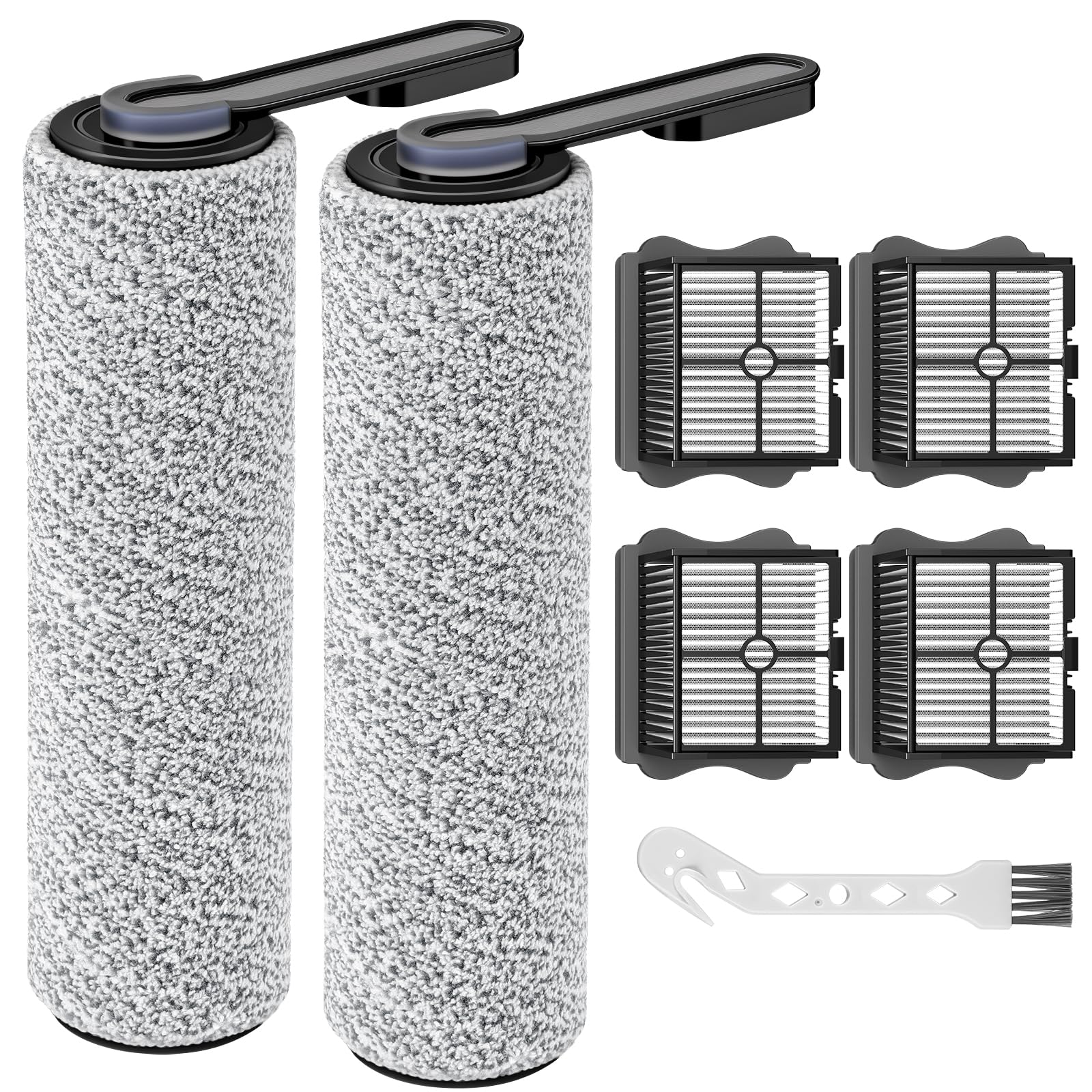Photo 1 of 2+4 Pack S5/ S5 Pro Brush Roller and HEPA Filter Set Compatible with Tineco Floor ONE S5/ Floor One S5 Pro Cordless Wet Dry Vacuum Cleaner, 2 Brush Roller + 4 HEPA Filter(Not FIT iFLOOR 5/ S5 Combo)