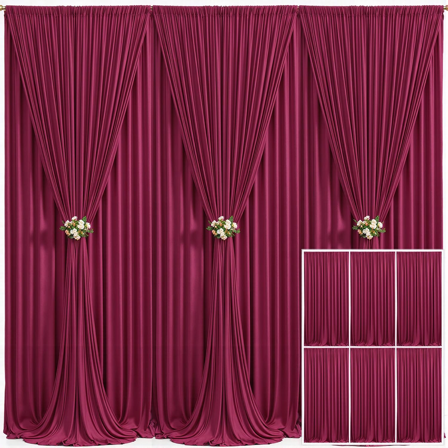 10x10 Champagne Backdrop Curtain for Parties Wedding Baby Shower Wrinkle Free Photo Curtains Backdrop Drapes Fabric Decoration for Bridal Shower 5ft x 10ft,2 Panels — view 129