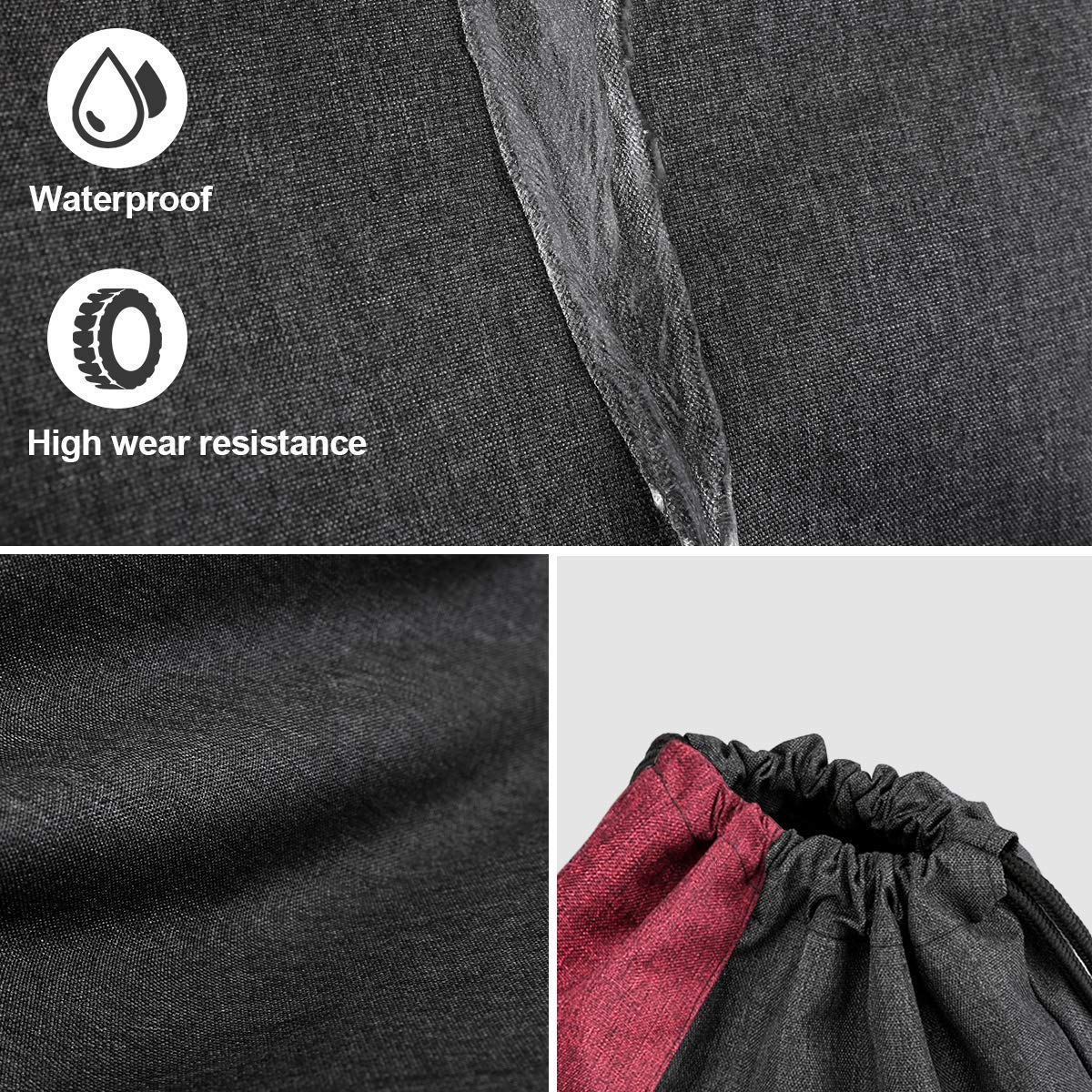 LIVACASA Sacca Sportiva Palestra Coulisse Tasche con Cerniera Sacca Sportivo da Viaggio Idrorepellenza Borsa a Sacco Leggero per Uomo Donna Borsa Coulisse con Buco delle Cuffie