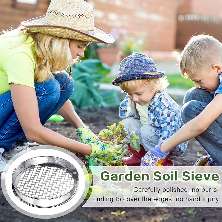 DHSUN 3 Pieces Garden Sieve For Soil And Stones,Garden Top Soil Riddle
