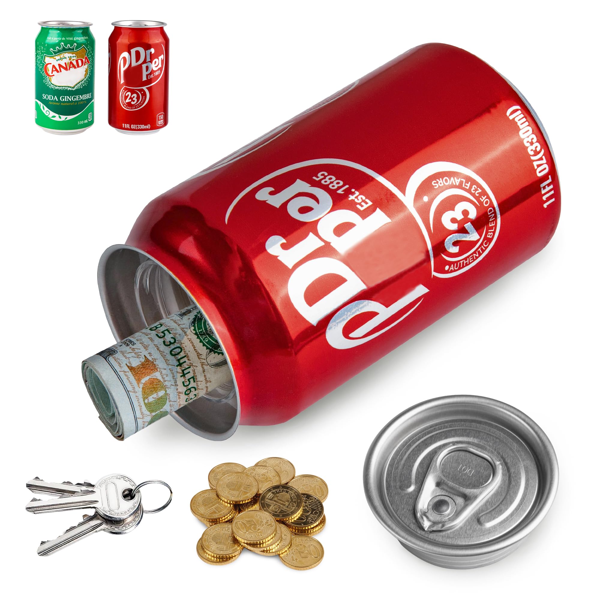 Fake Can Diversion Safes,Stash Can,Keep Your Valuables Safe,11 fl oz/ 330 ml, Red