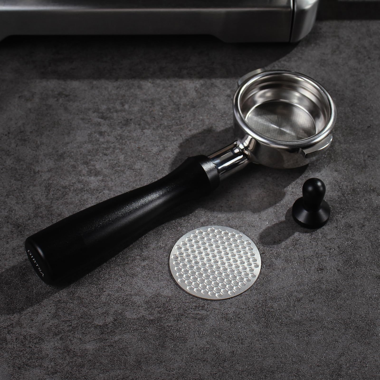 Bodenloser Siebträger 58mm,FüR Kompatibel mit E61-Brühgruppe, Flair 58, ECM, Rocket, Sanremo, Synesso, Slayer Ersatzteile für Espressomaschinen,Griff Aus Eloxiertem Aluminium
