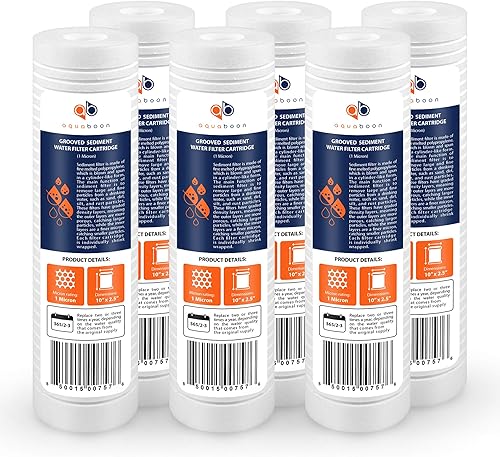 Aquaboon cartucho de filtro de agua de sedimento ranurado 10 pulgadas x 25 pulgadas para cualquier unidad RO
