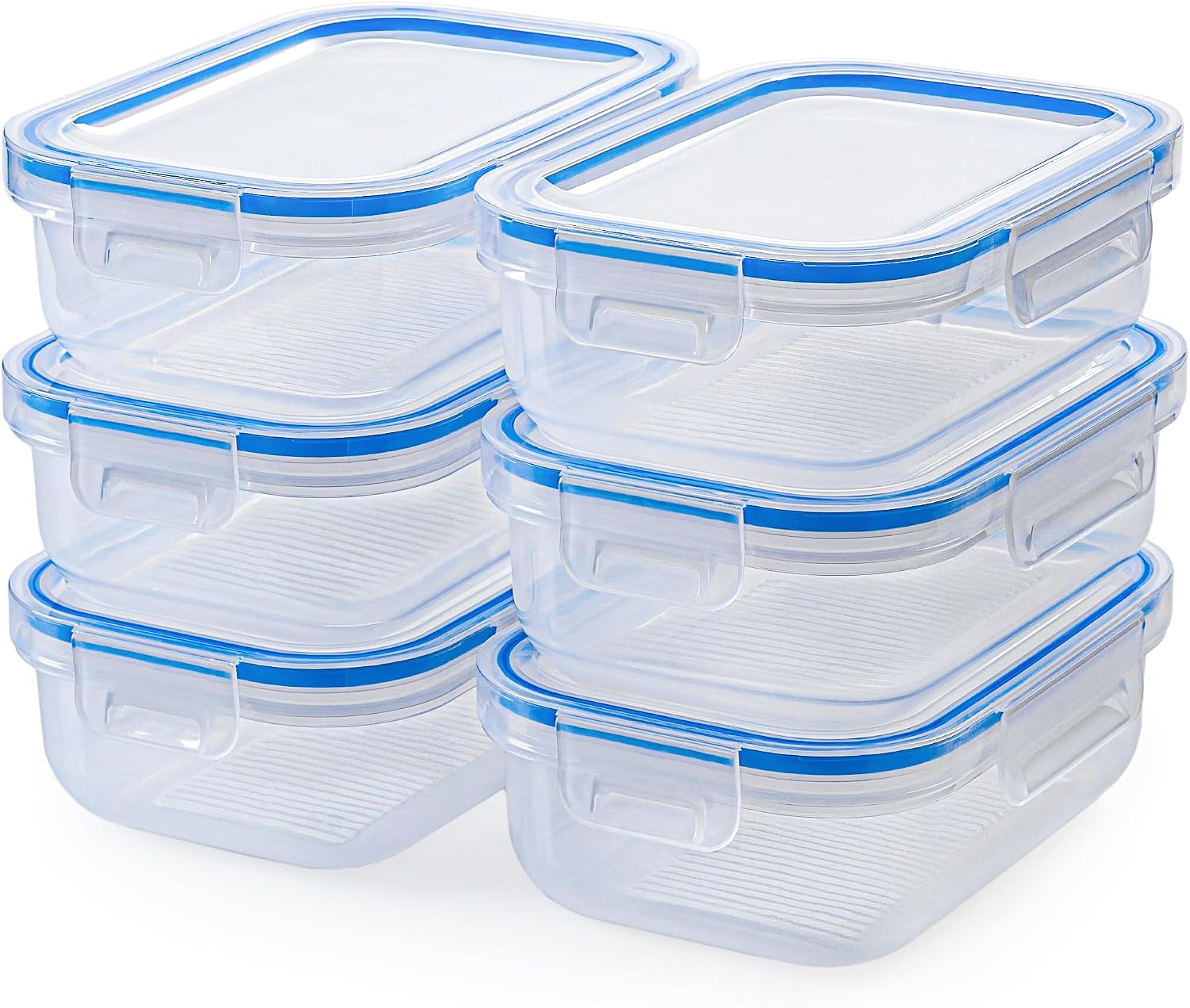 KONZEPT Food Storage Containers with Lid Set of 6 Fridge Organiser Transparent Meal Prep Boxes Stackable Lunch Box Adults Leak-Proof BPA-Free