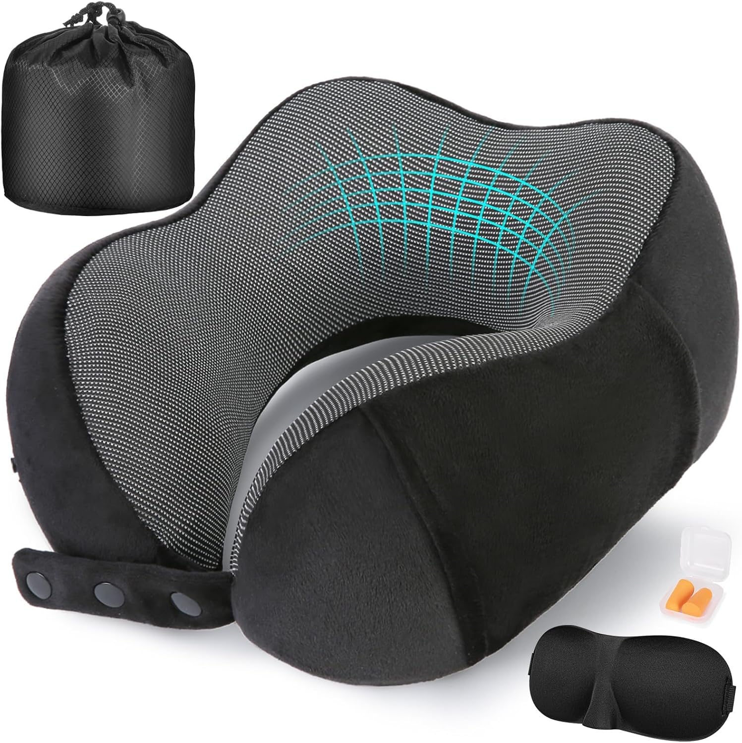 Cirorld Neck Pillow with Eye Mask & Earplugs