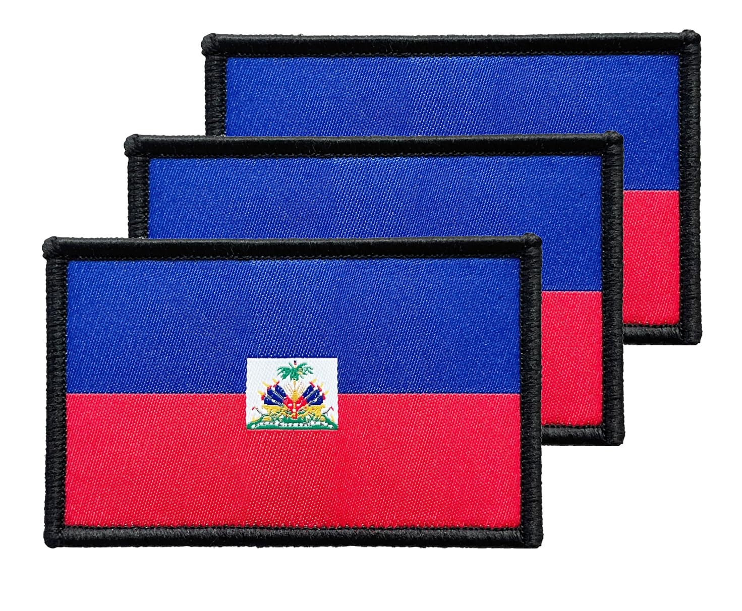 3Pcs Haiti Haitians Flag Patch 2x3 Inch, Hook Loop Tactical Embroidered Armband Country Flag Patches for Backpack Hat Vest Jacket.