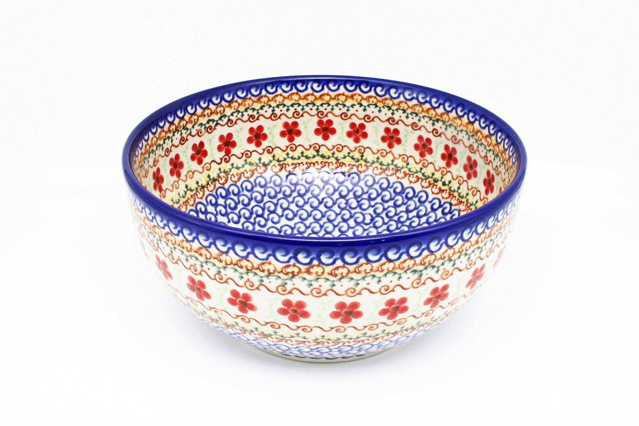 Shepherd Cooper Ceramics Handmade and Hand Painted Deep Unikat Polish Pottery Bowl (23cm, 3.0l) Jasmine Pattern