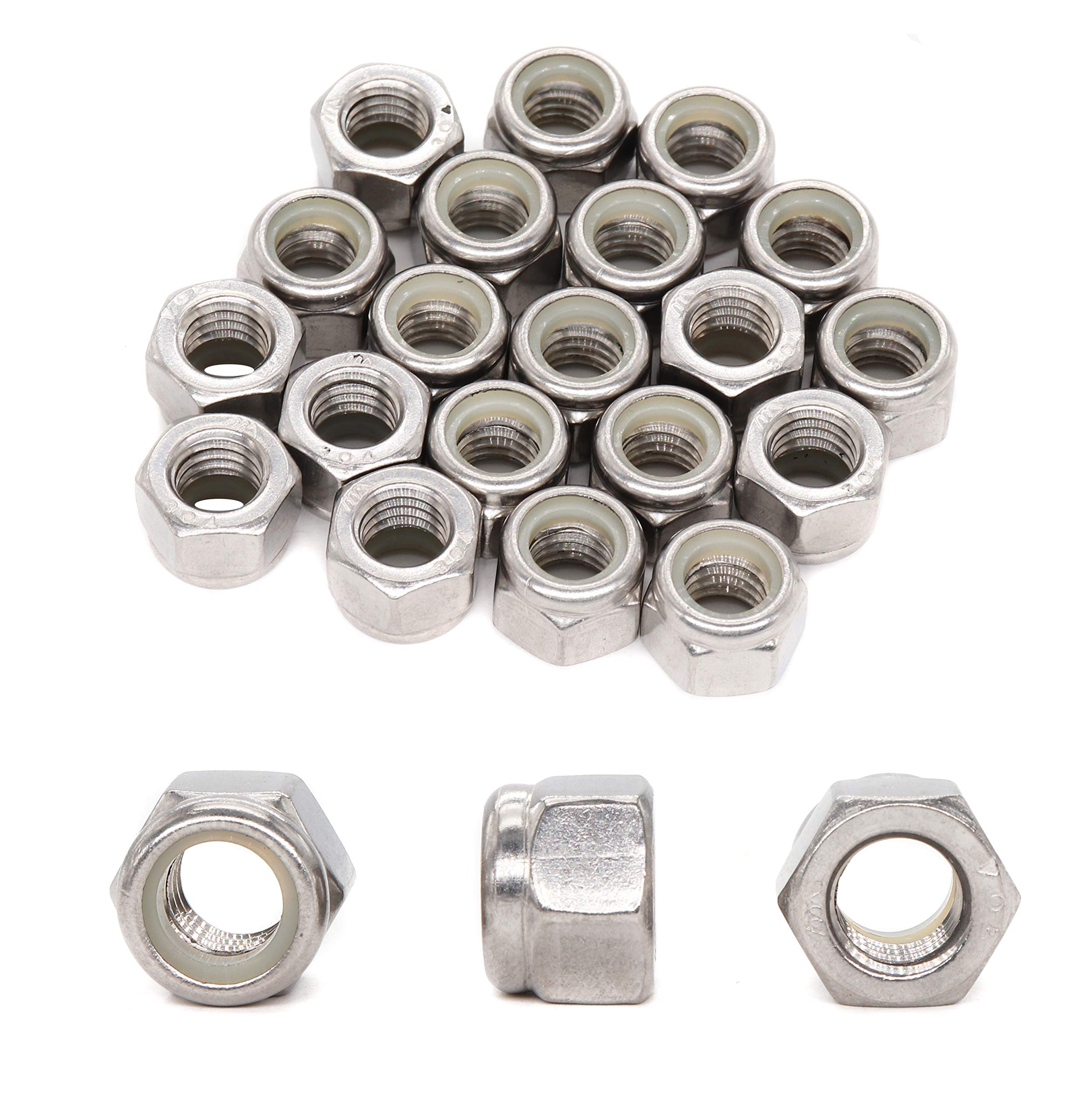 Stainless Steel Lock Nuts - 50 Pack 1/4-20 -19