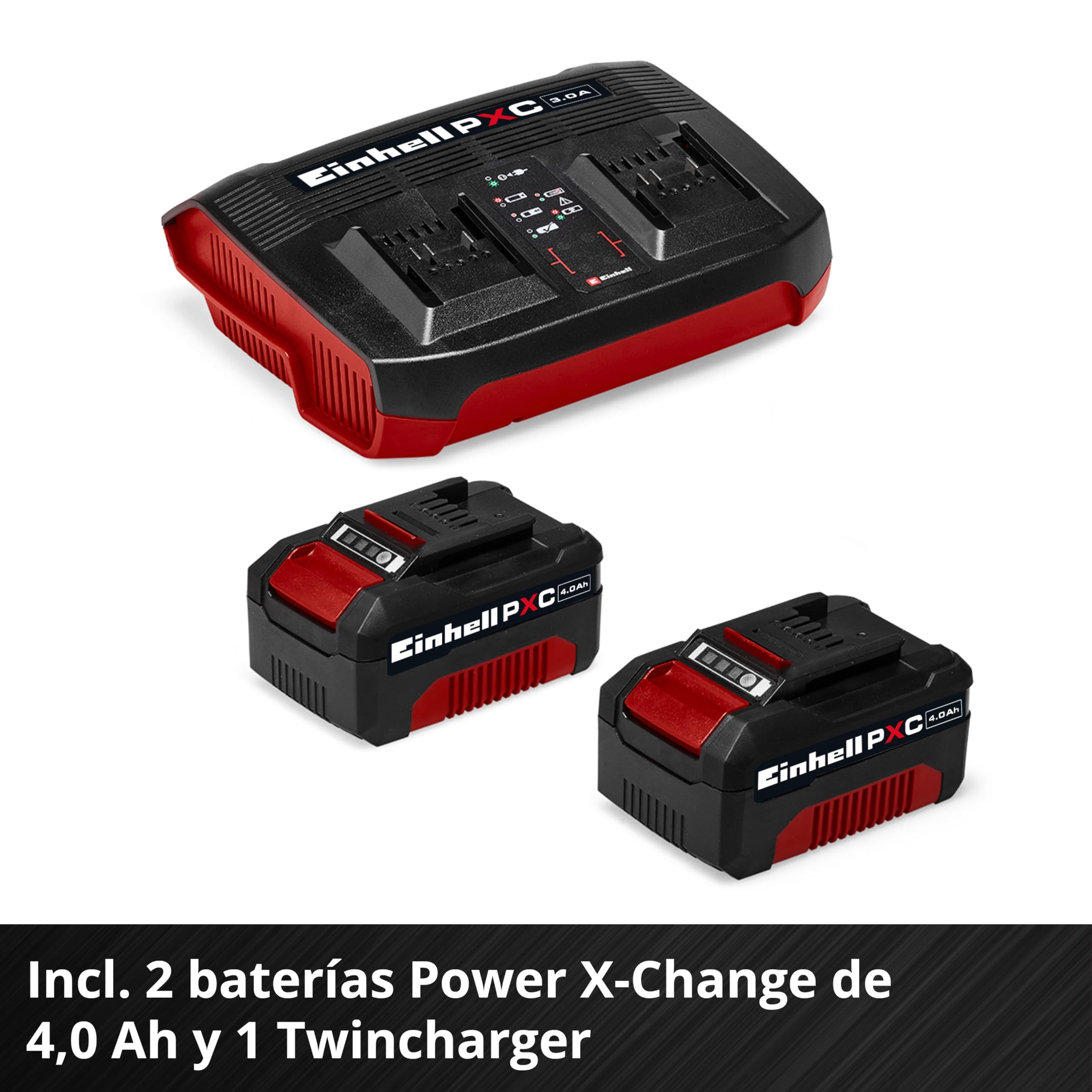 Einhell Kit cortacésped con batería GC-CM 36/46 S Li BL Power X-Change (36V, 46 cm de Ancho de Corte, hasta 500 m², Brushless, accionamiento de Rueda, Cesta 50 L, Incl. 2x4,0Ah + 1 Twincharger)