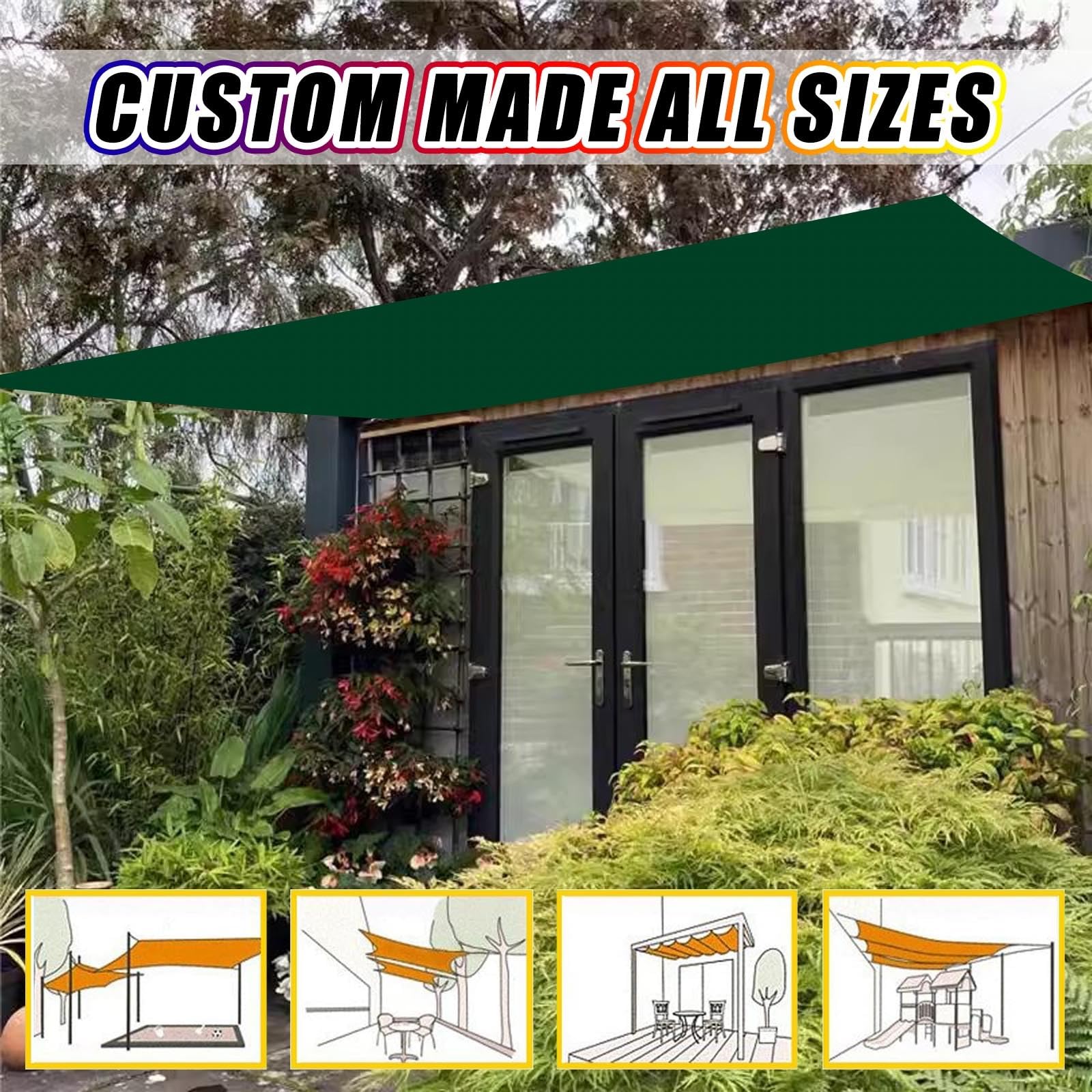 Red de Sombra Sombra Solar Malla 1.6 x 3 m Malla Sombreadora Jardin Mallas de Sombreo con Ojales 100% Poliéster Protección Rayos UV Resistente para Exteriores, Jardín, Patio, Verde Oscuro