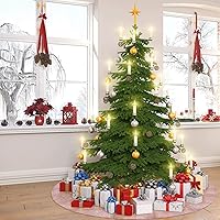 Vista 6 de Skylety Falda de árbol para el día de San Valentín de 48 pulgadas, con volantes, de tul y lentejuelas redondas con purpurina de doble capa, falda