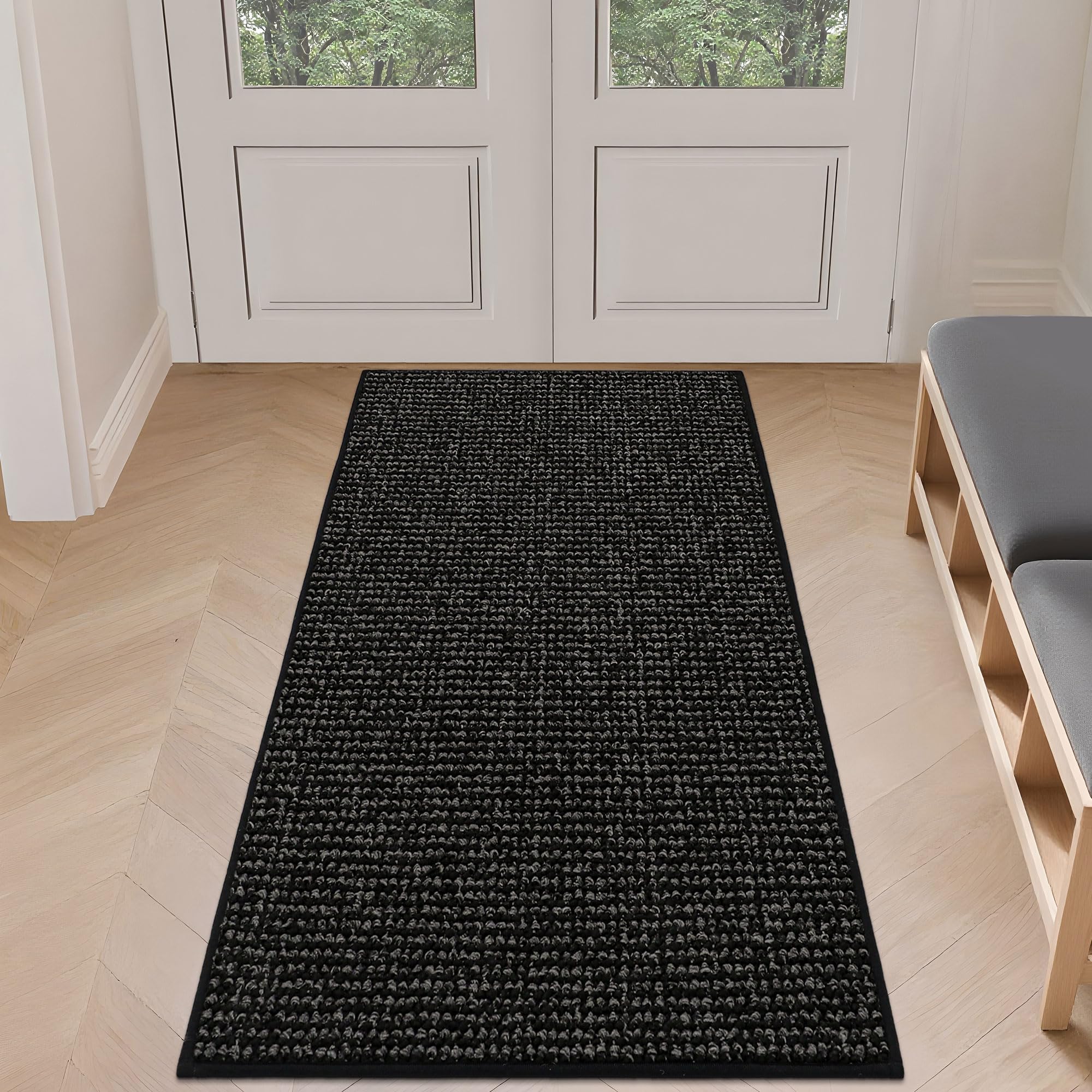 BEQHAUSE Doormat Indoor 90x150 cm, Dirt Trapper Door Mats Non-Slip, Low-Profile Indoor Mats, Resist Dirt Floor Mat Washable Entrance Mat for Front Back Door, Entryway, Hallway, Black โ image 1