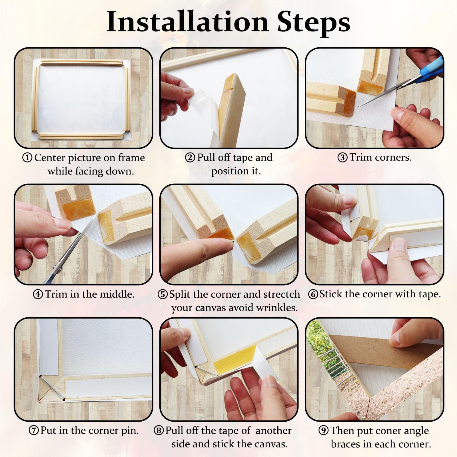 DIY Barras de madera para lienzo de madera maciza Kit de marco de lona fácil de montar para abrigo de galería pintura al óleo carteles arte de pared Kit de marco de madera personalizado