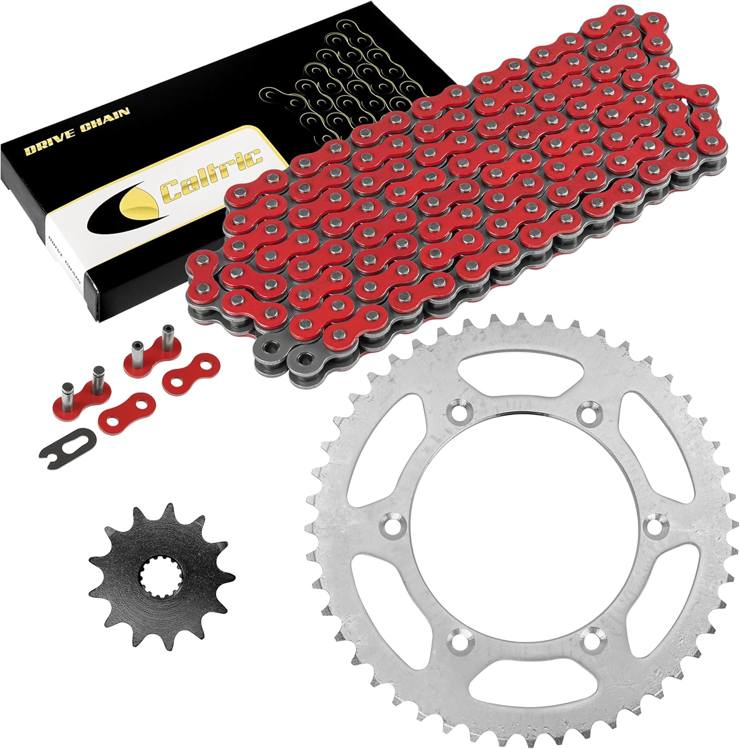 Caltric Red Drive Chain And Sprocket Kit Compatible with Yamaha Yz125 1999 2000 2001 520-120