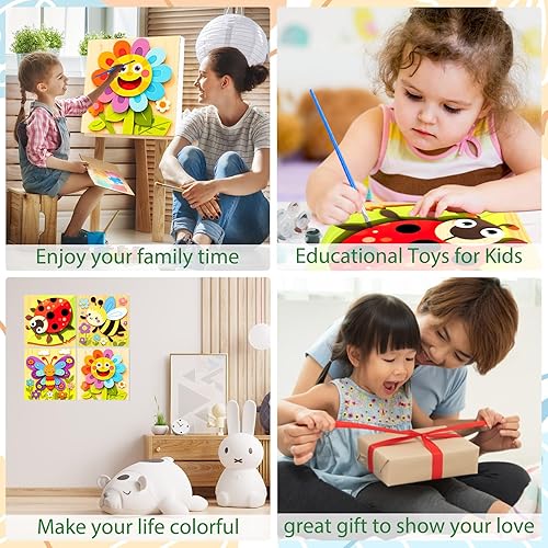 Miniatura 110 de EOBROMD Mrine Life - Paquete de 4 kits de pintura enmarcada por números para niños, kits de bricolaje para niños de 4 a 8 a 12 años, pintura sobre