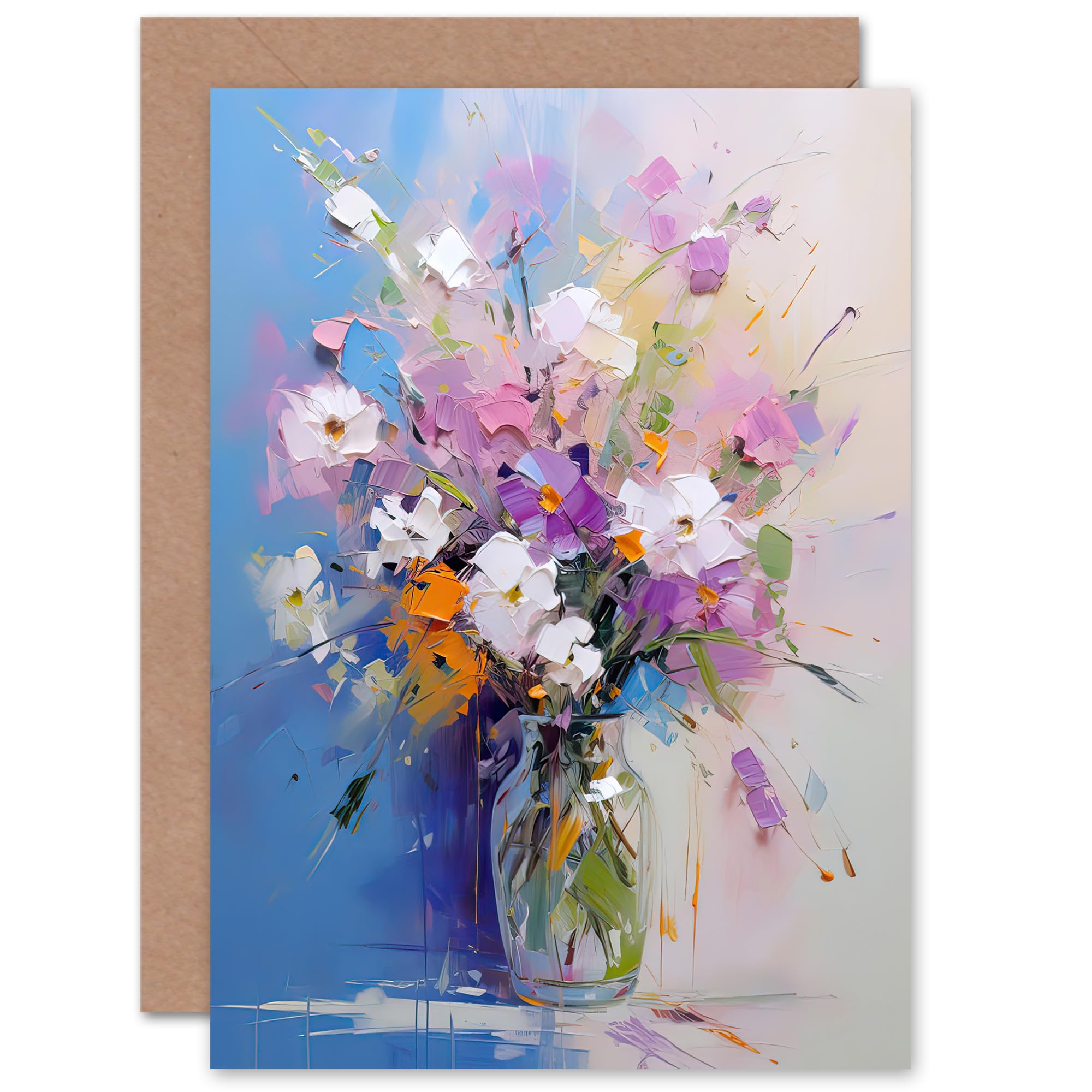 Artery8 - Greeting Card - Wildflower Bouquet - Spring Flower Blooms - Blue