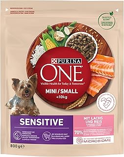 PURINA ONE Mini/Small Delicate Hundefutter trocken für kleine Hunde, reich an Lachs & Reis, 8er Pack (8 x 800g) product image