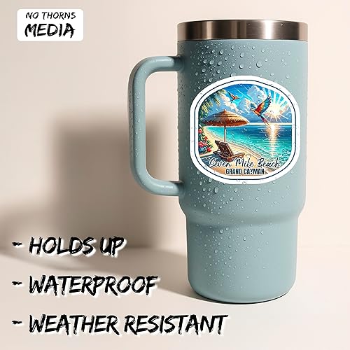 Miniatura 2 de Calcomanía de playa de las siete millas de Gran Caimán, calcomanía de vinilo pequeño impermeable para botella de agua, taza, libro de pasaportes,