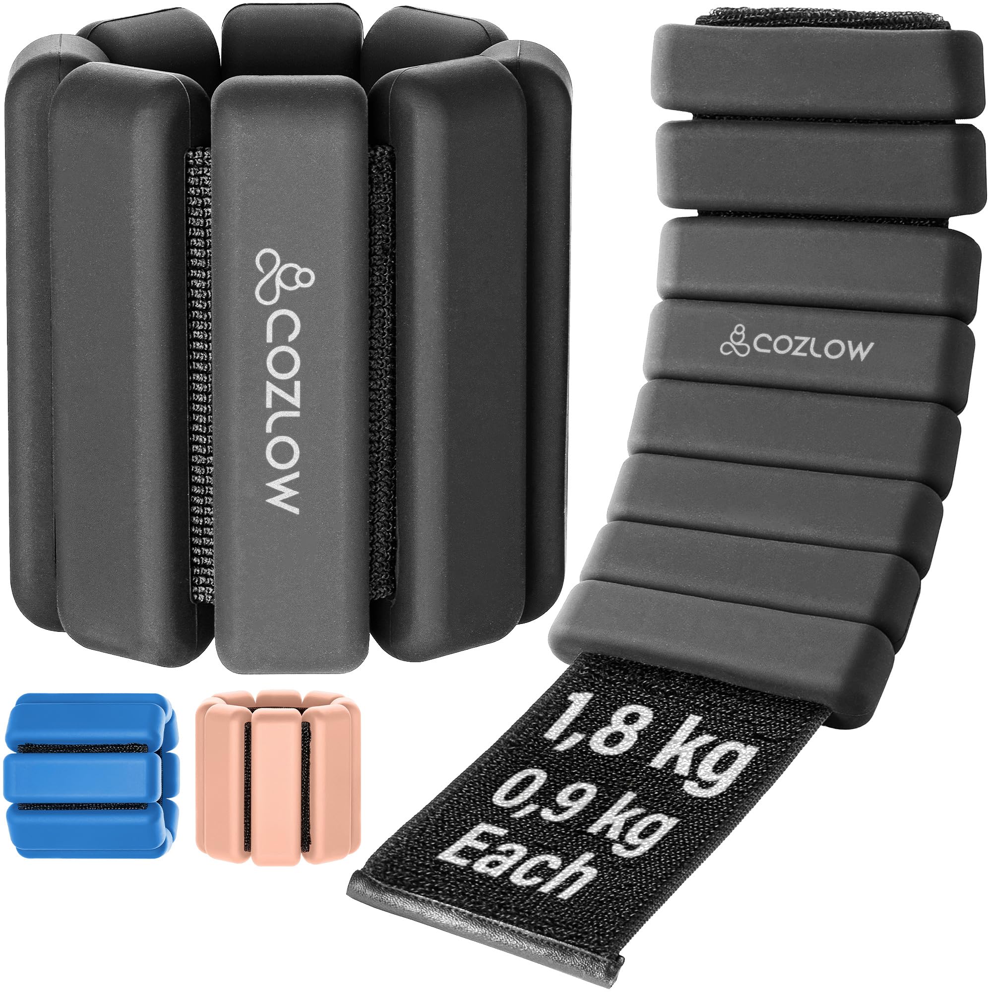 Cozlow - Pesi per caviglie e polsi - per uomo e donna - 1 paio, vari colori - Cinghie da allenamento regolabili in silicone per yoga, danza, corsa e palestra
