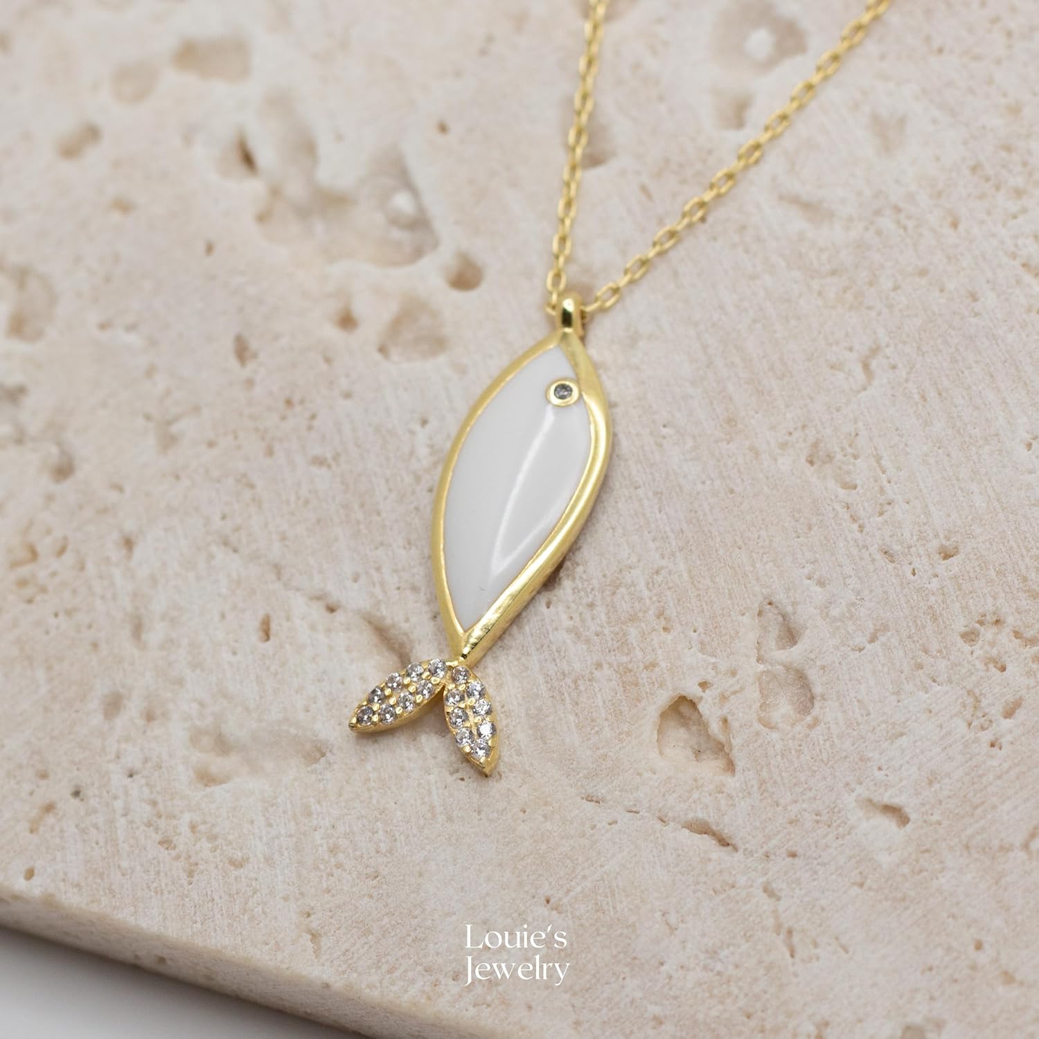 Fish Necklace, Fish Pendant, Silver Necklace, Gold Plated Fish Necklace, 925 Silver Jewelry, Handmade Jewelry, Ocean Jewelry, Fish Lover Gift - Image 6