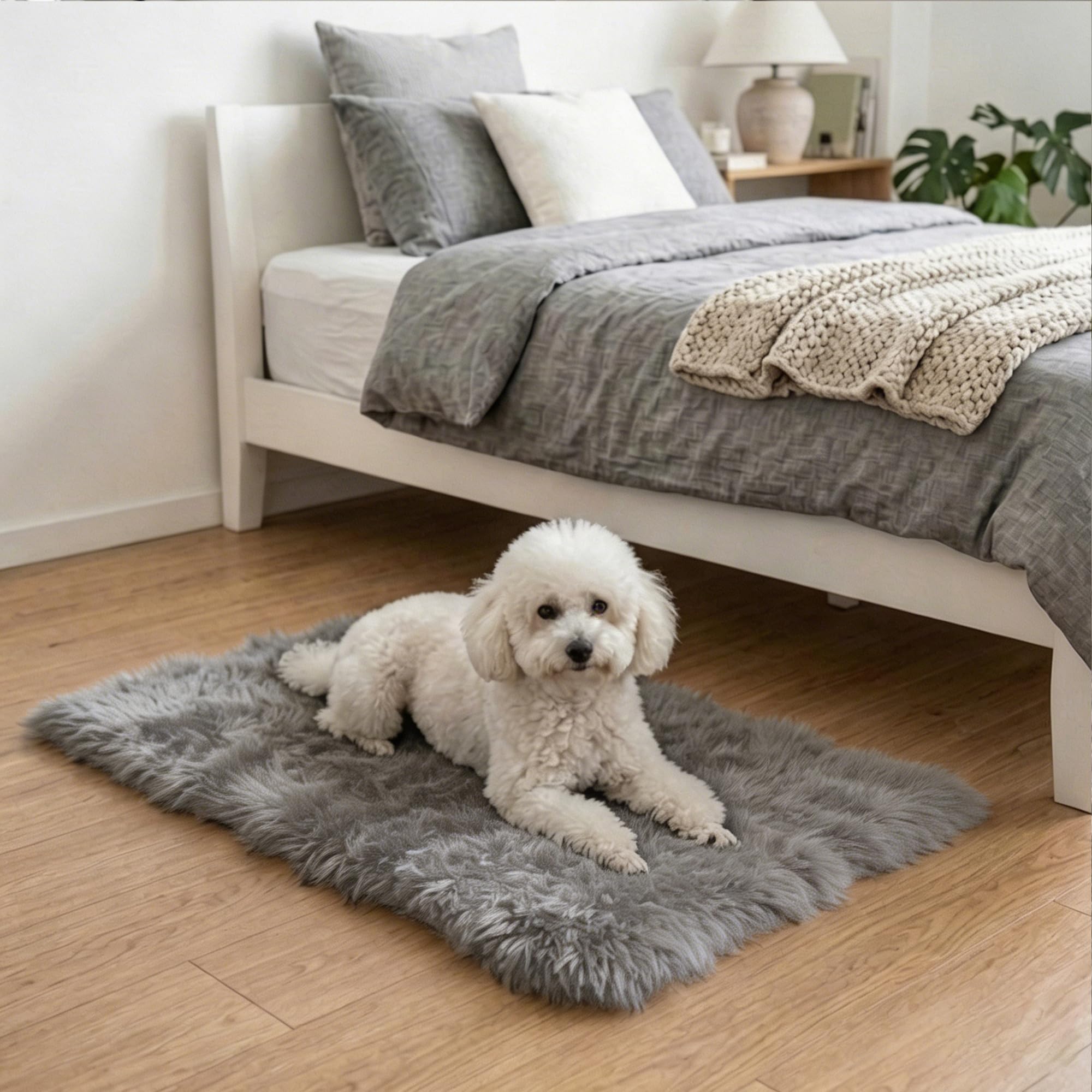 Photo 1 of 2x3 Area Rug for Bedroom Bedside, Soft Fluffy Plush Thick Rug for Living Room, Non-Slip Small Shag Rug, Non-Shedding High-Pile Indoor Floor Carpet for Kids Room Nursery Dorm Home Decor(Dark Gray)