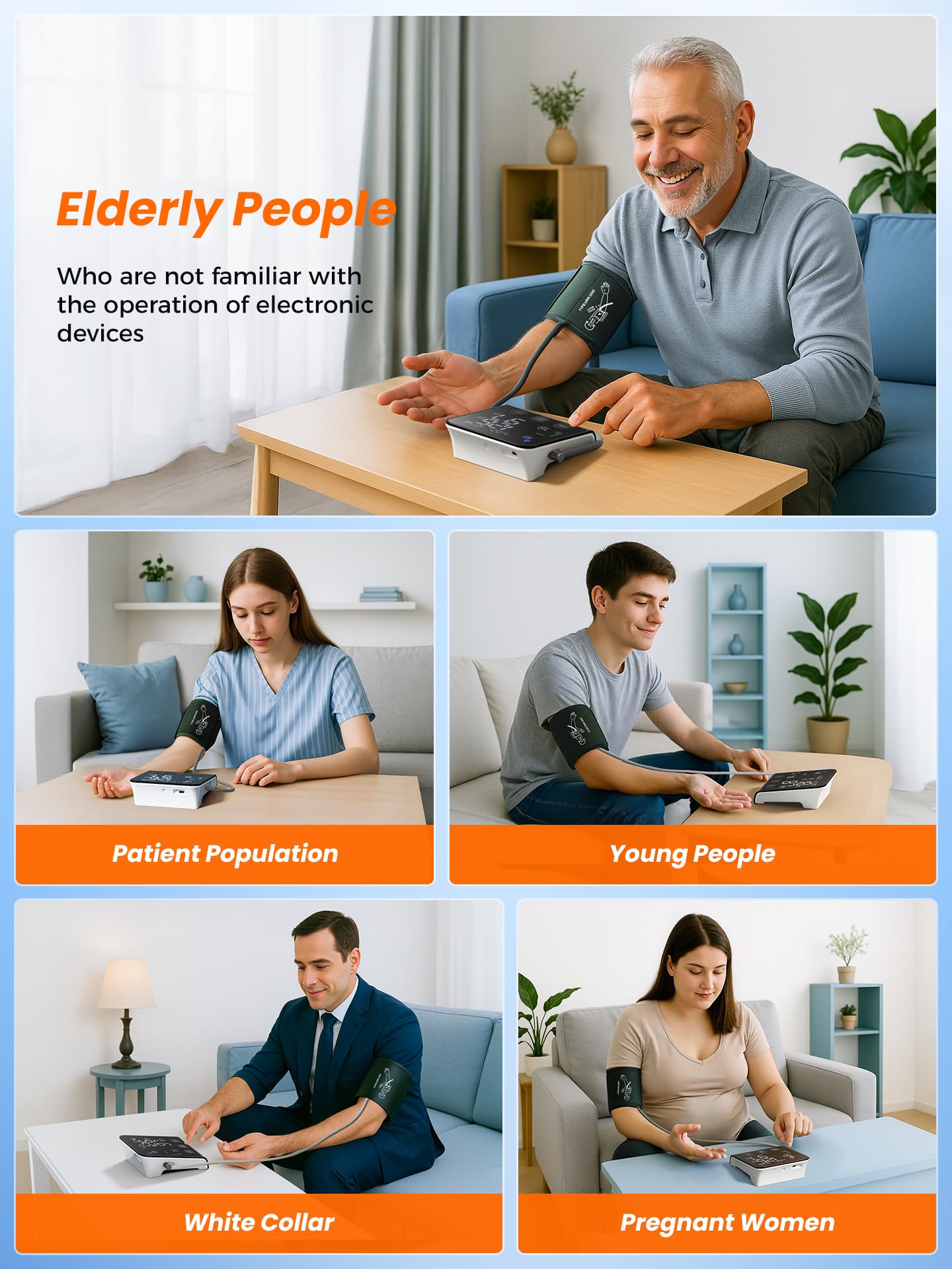 Upper Arm Electronic Blood Pressure Monitor (U80 Series) -Automatic Upper Arm Blood Pressure Monitor,Wide-Range Cuff, Large LED Backlit Display,Accurate Automatic Digital BP Monitor