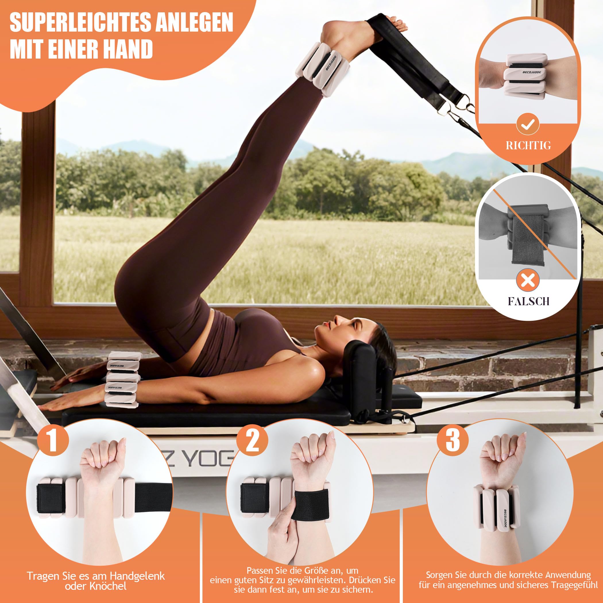 BECOJADDE Gewichtsmanschetten fuß 0.45 KG / 0.9 KG Je Gewichte für Beine und Arme Set 2 Ankle Weights Handgelenk Gewichte Knöchelgewichte Fussgewichte für Laufen Joggen Cardio Aerobic Krafttraining