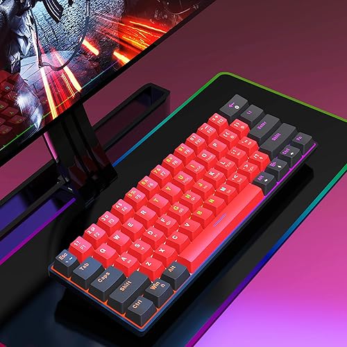 Miniatura 7 de Snpurdiri Teclado mecánico para juegos 60% con cable, retroiluminación LED, 60% teclado para juegos para Windows portátil, PC Mac (interruptores