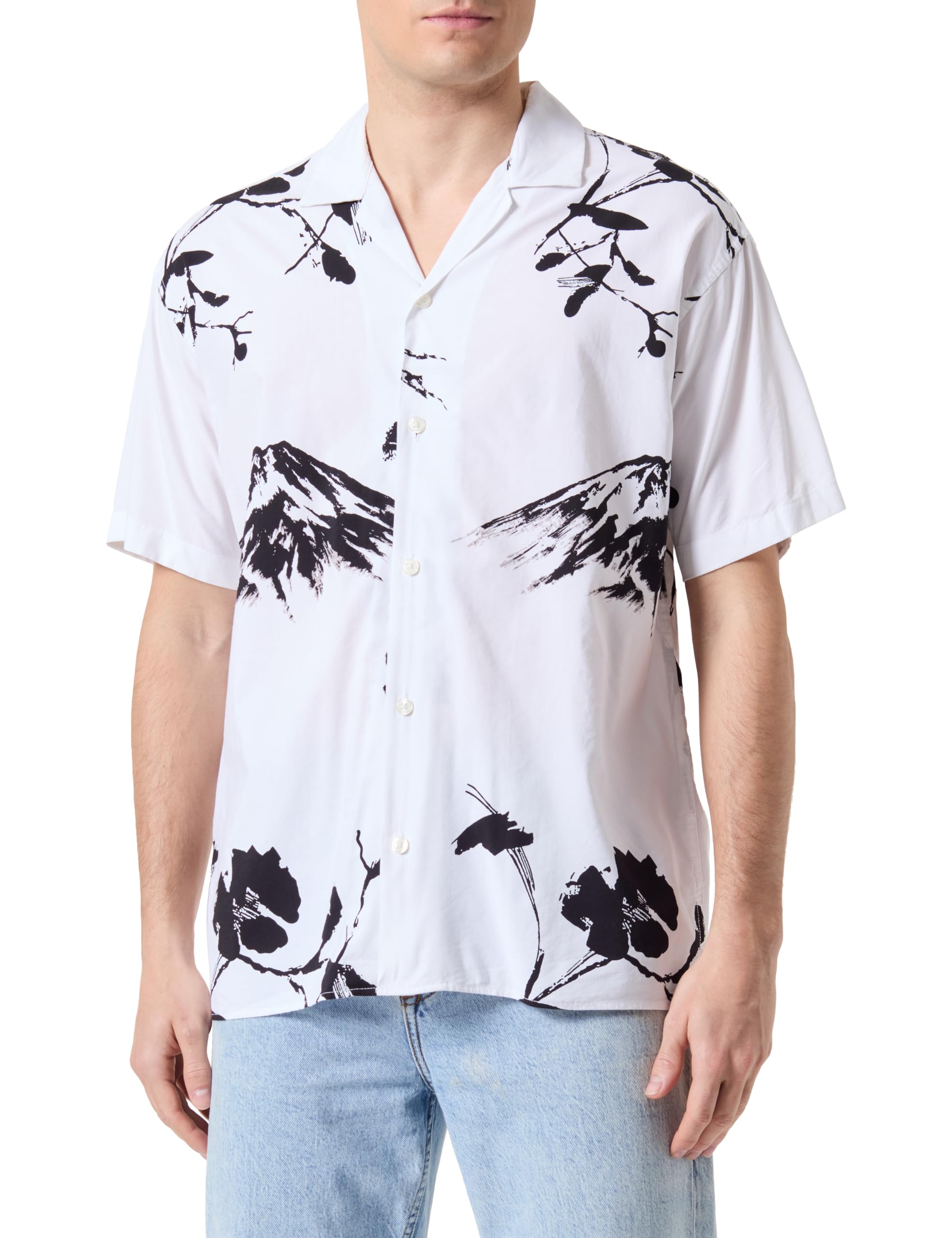 JACK & JONES Men's Jprblapalma Resort Shirt S/S Sn Short Sleeve Shirt