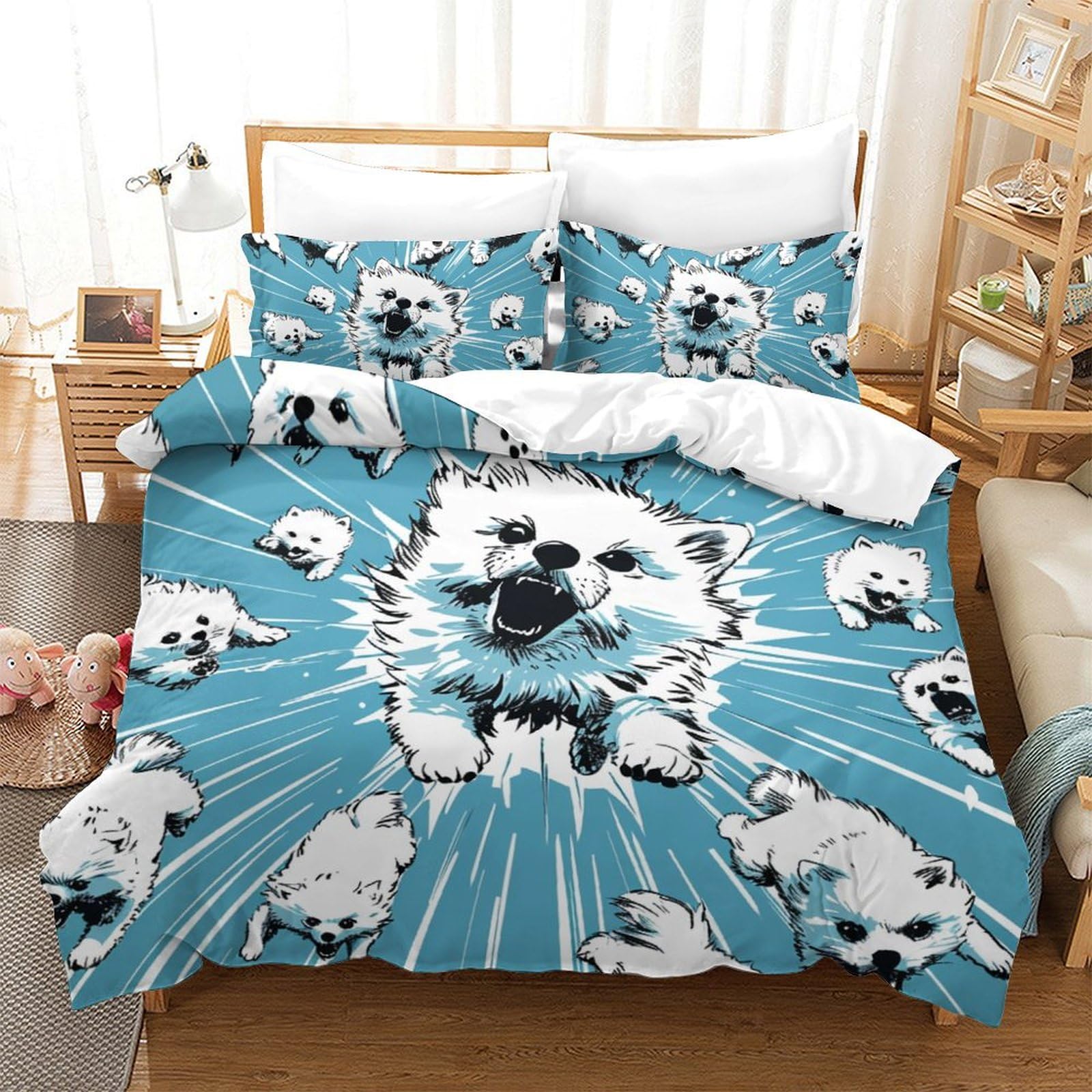 Parure de lit Samoye 200x200 pour chambre d'enfants et adolescents avec housse de couette 3D