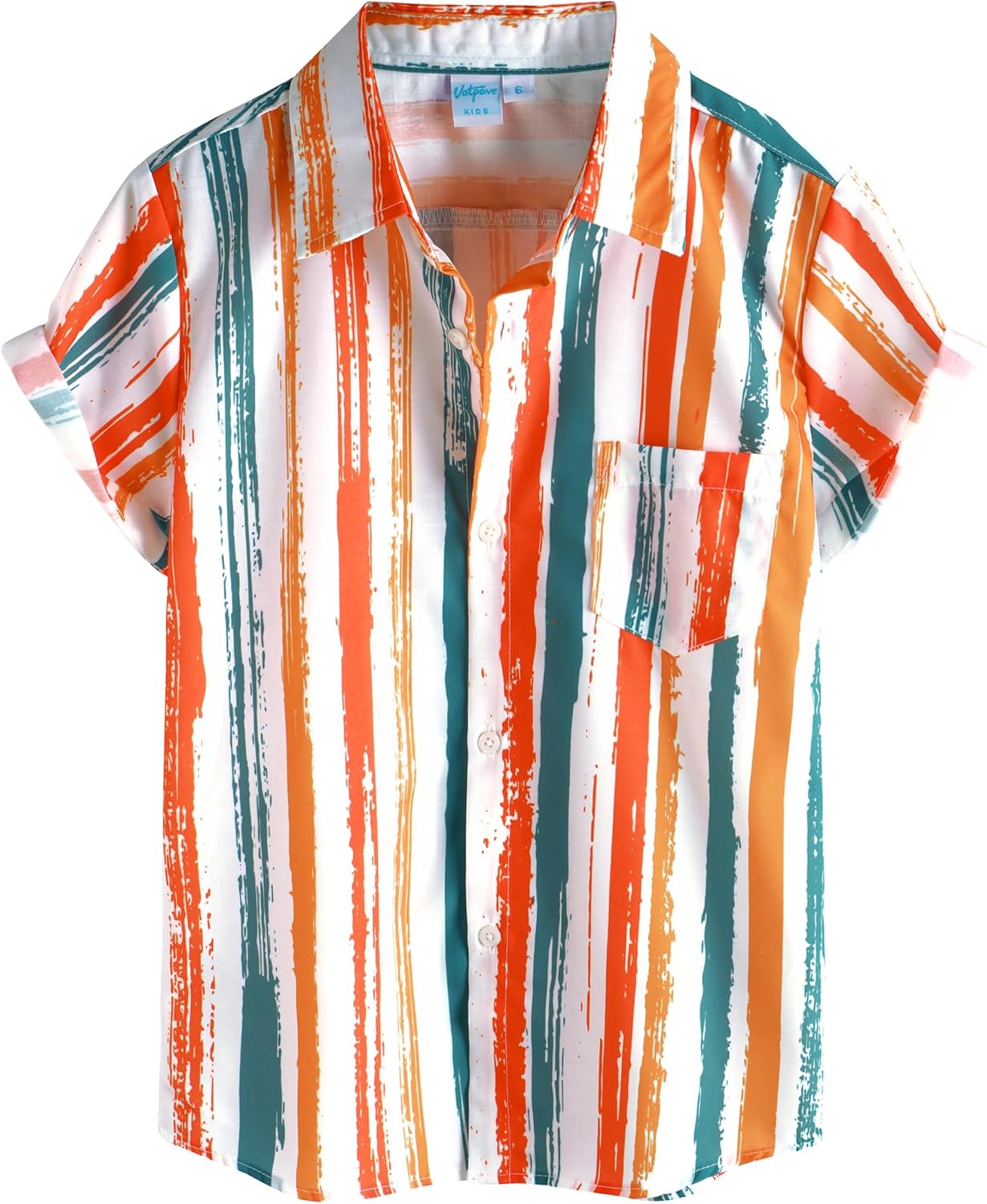 VATPAVE Boys Striped Button Down Shirt Short Sleeve Hawaiian Shirt Casual Summer Beach Shirts with Pocket