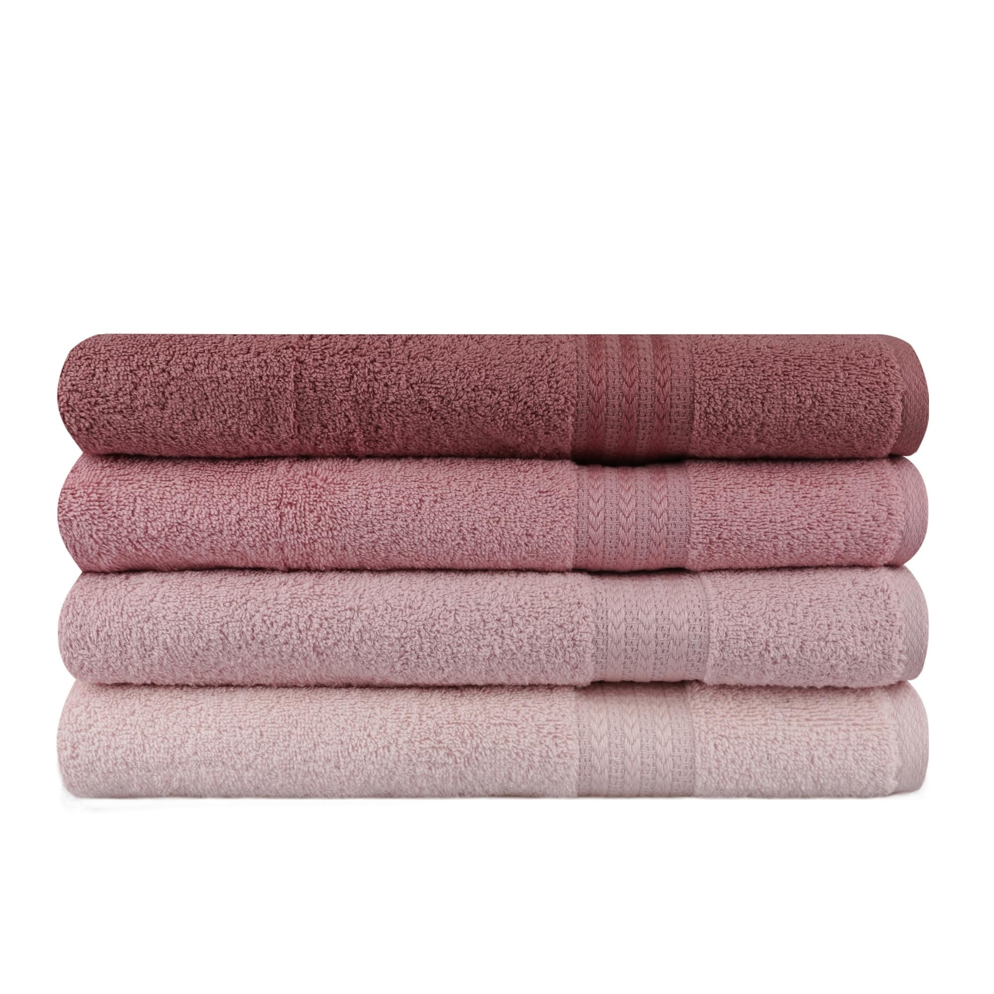 Well Home Juego de Toallas de baño (4 Piezas) Polvo, Rosa, Rosa polvorienta, Rosa Claro
