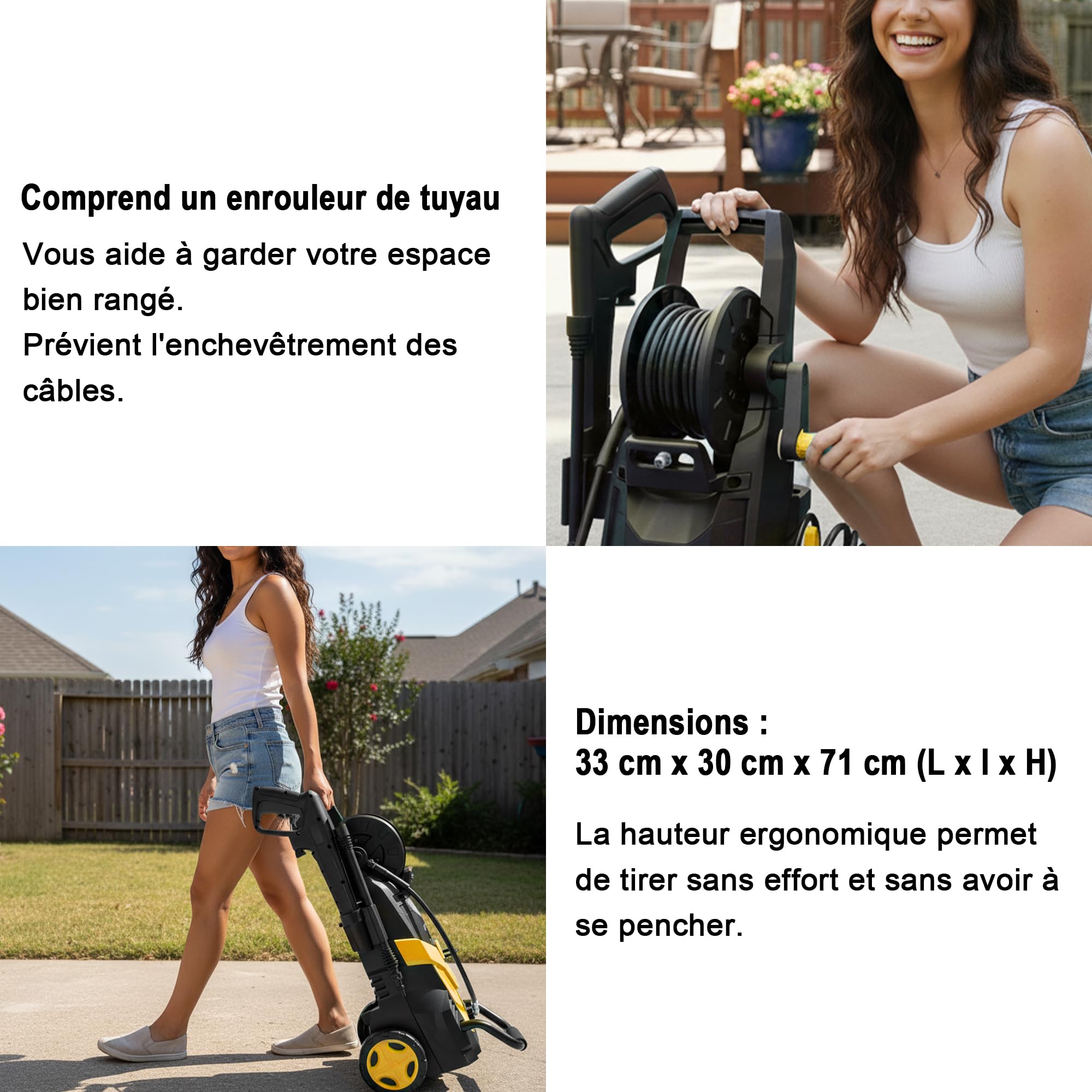 2026 New Nettoyeur Haute Pression Max.145 Bars, Débit 420 l/h, 7-in-1 Buses, Rendement Jusqu’à 50 m²/h, Canon à Mousse 500ml, Brosse pour terrasse, pour Voiture, terrasse, Jaune