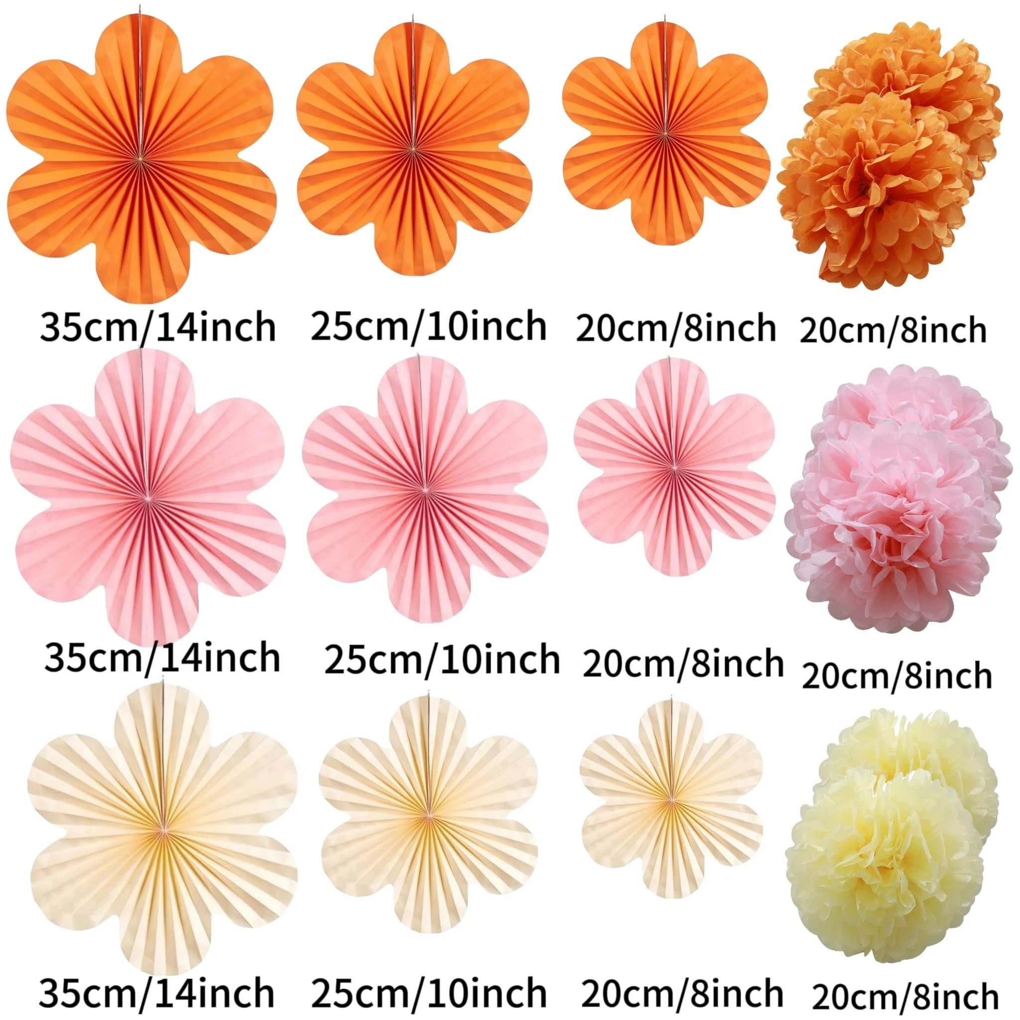 Pompons Deko 17 Stück Papierblumen-Dekorationen