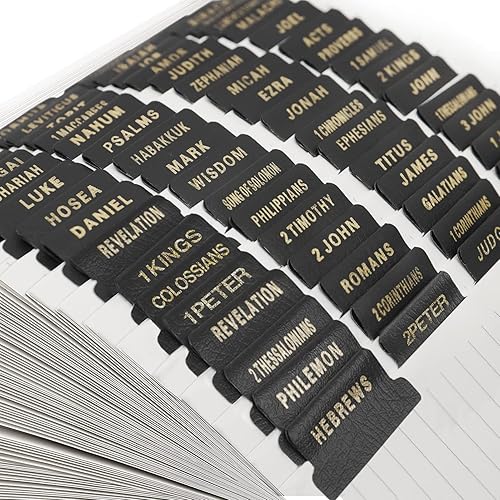 Pestañas de cuero para la Biblia para mujeres y hombres, pestañas de índice de la Biblia católica con impresión grande para la Biblia de estudio,