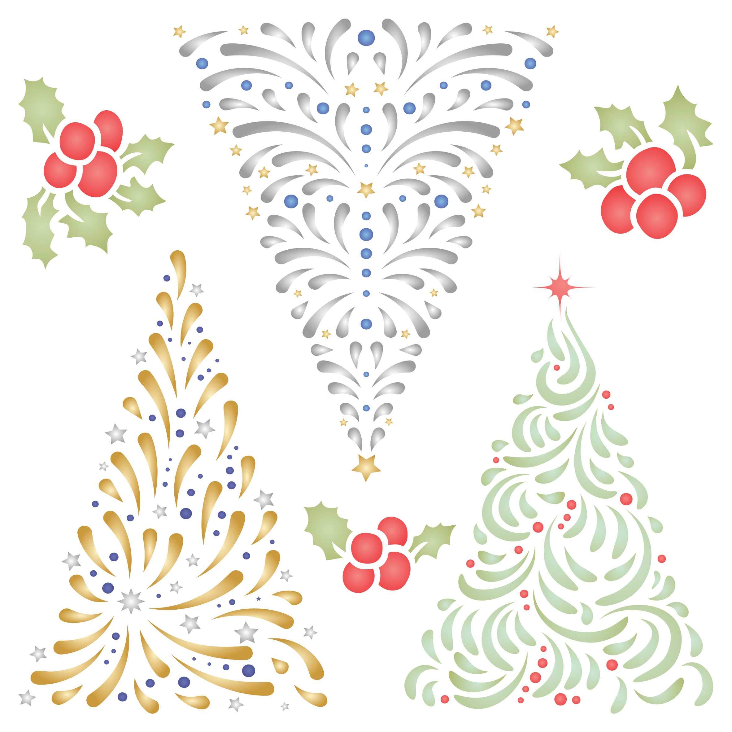 Pochoirs motif sapin de Noël pour personnaliser vos verres et fenêtres de fêtes