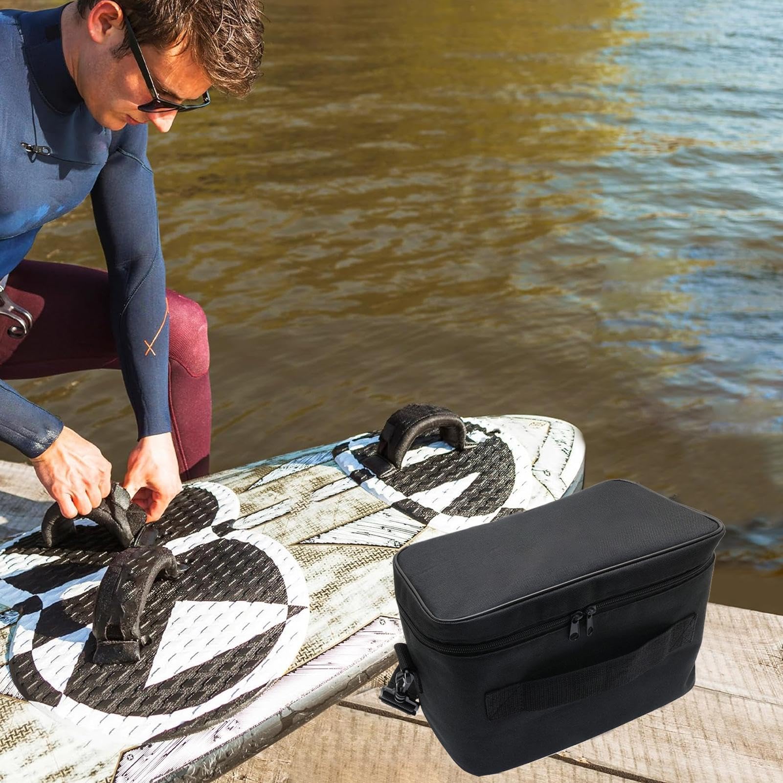 Torba na pompę elektryczną z paskiem, przenośna torba podróżna do pompki do paddle board, regulowana, duża pojemność