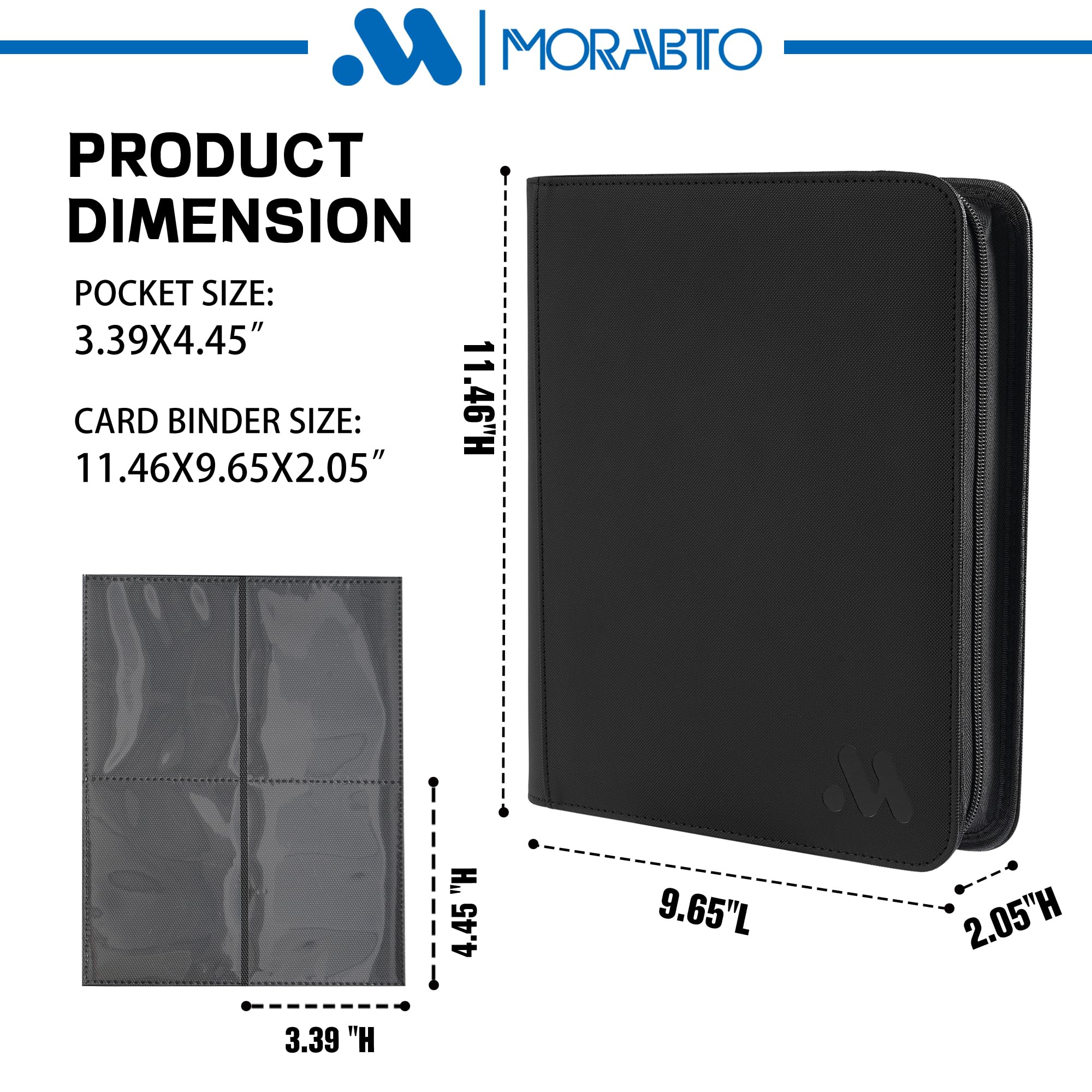 MORABTO Toploader Binder, Holds 128 Top Loaders,4 Pocket Top Loader Binders for 3