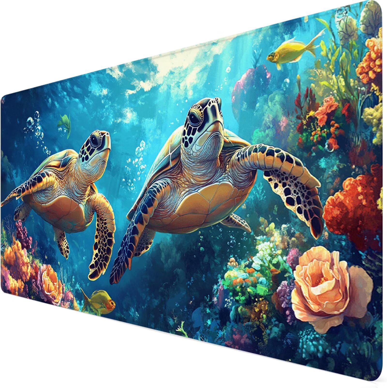 Podkładka pod mysz XXL 1000x500x3mm podkładka pod mysz żółwie podkładka pod mysz kwiat poprawia precyzję i szybkość, wodoodporne antypoślizgowe, szyte krawędzie, akcesoria do gier, komputer biurowy